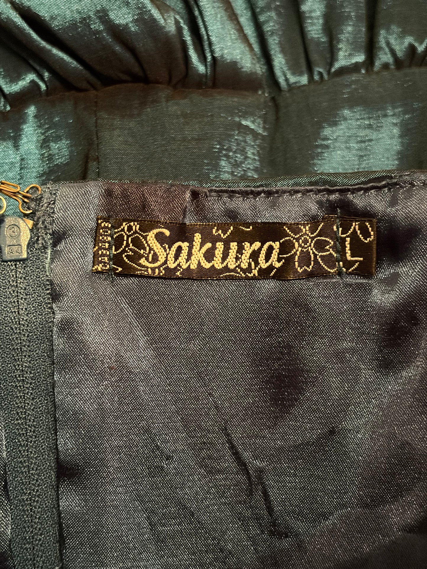 Y2k 'Sakura' Metallic Blue Strapless Formal Mini Dress / Large