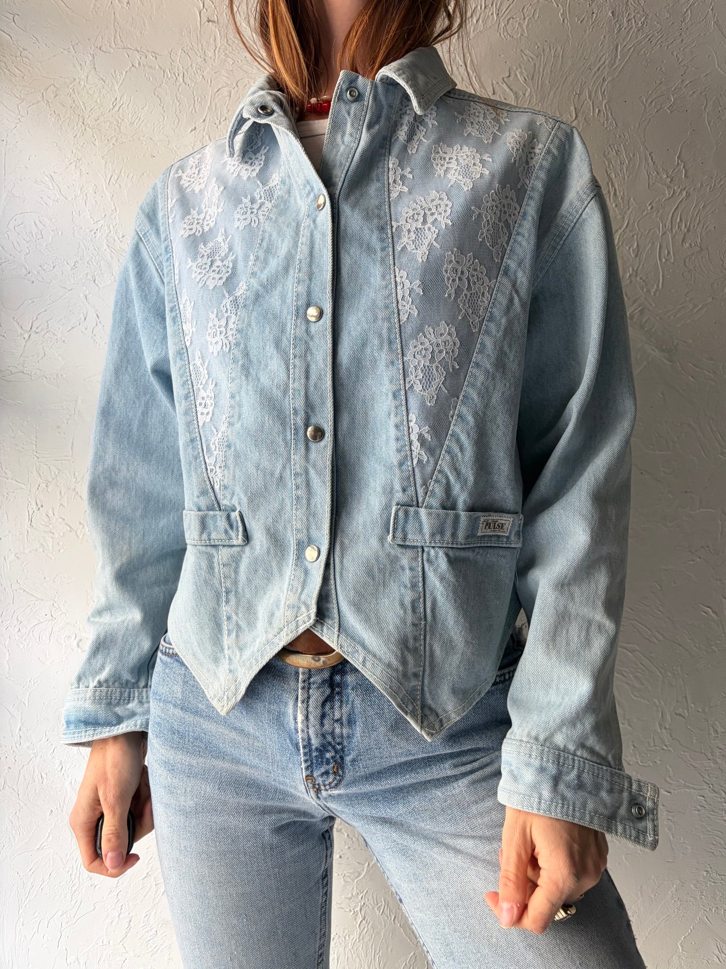 80s 'Pulse' Fitted Denim Jacket / Medium