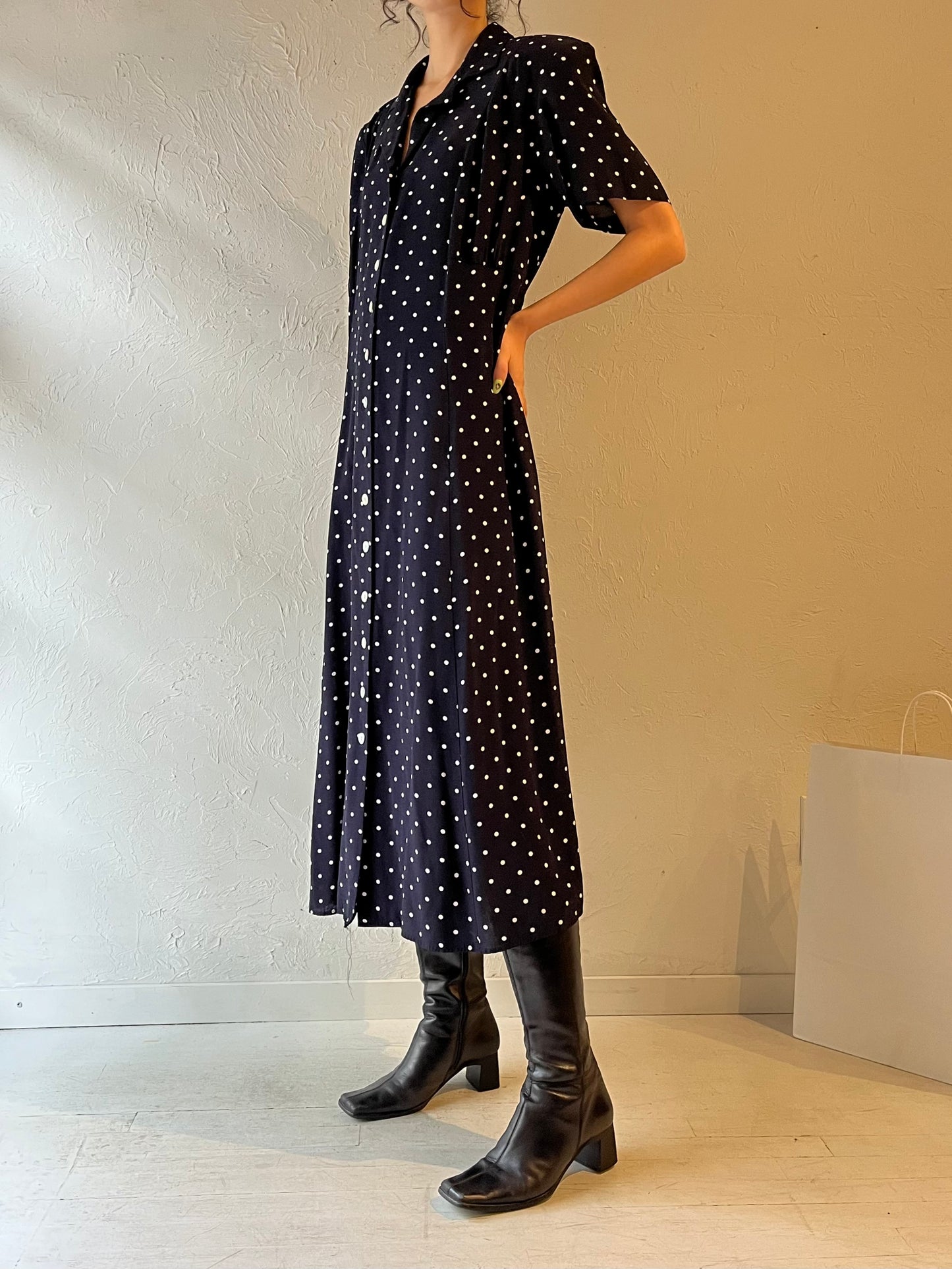 90s ‘Coldwater Creek’ Polka Dot Dress / XL