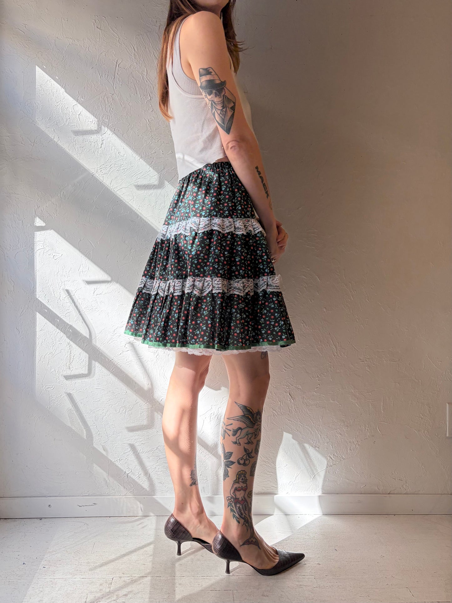 90s 'Sundance' Floral Skirt / Small