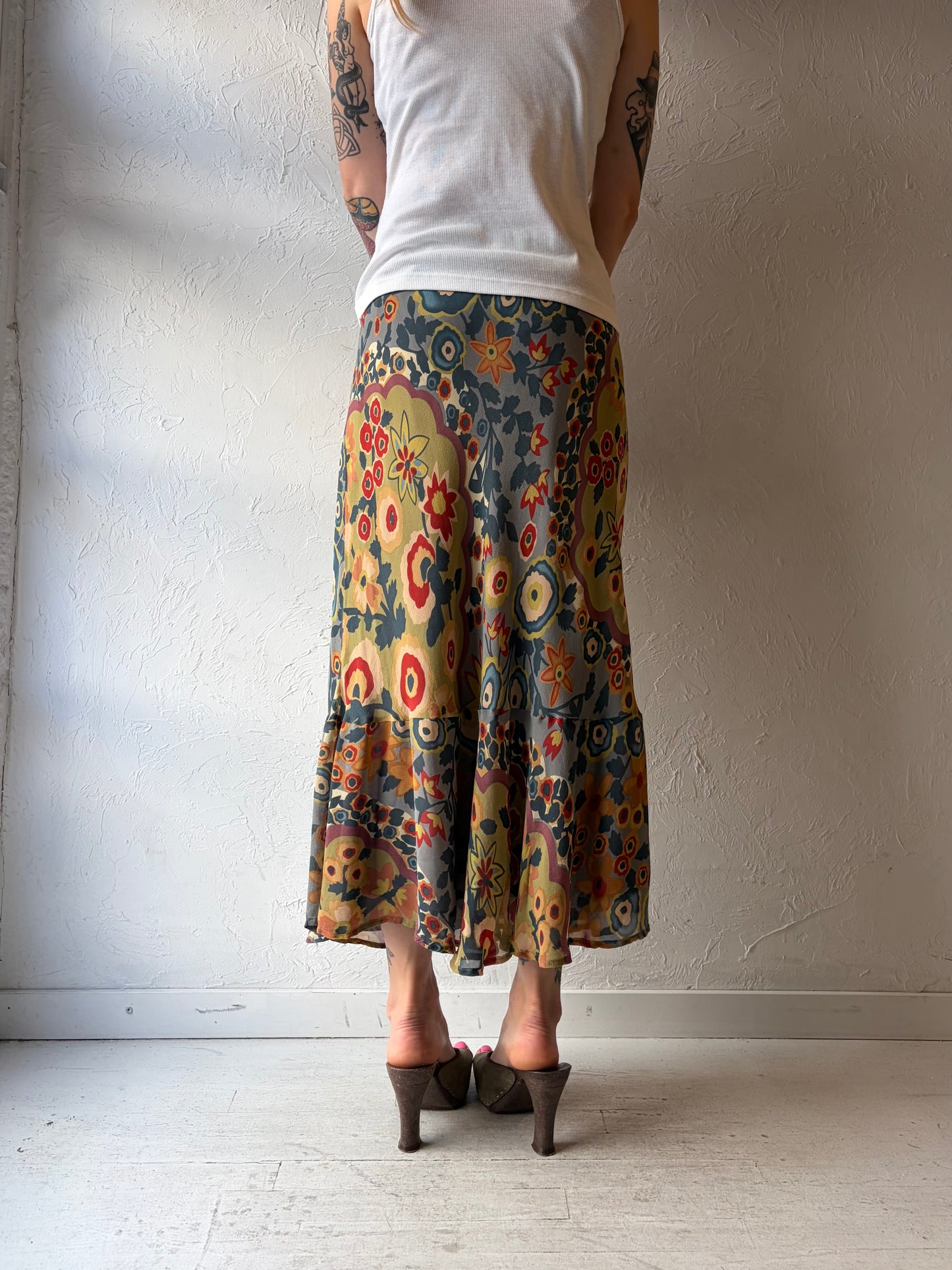 Y2K ‘Putumayo’ Patterned Silk Skirt / Large