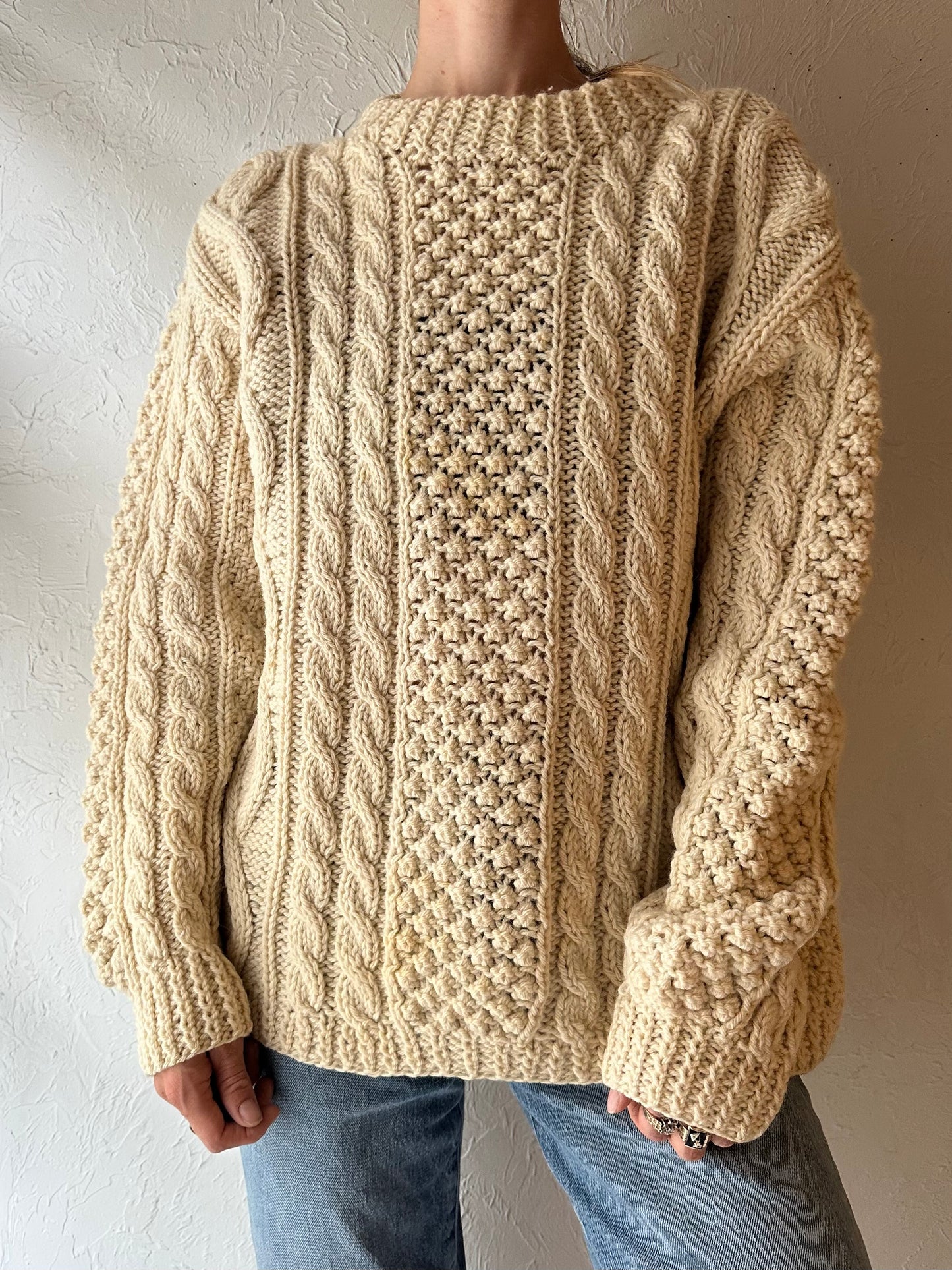70s 'Hudsons Bay' Virgin Wool Fishermans Sweater / Medium
