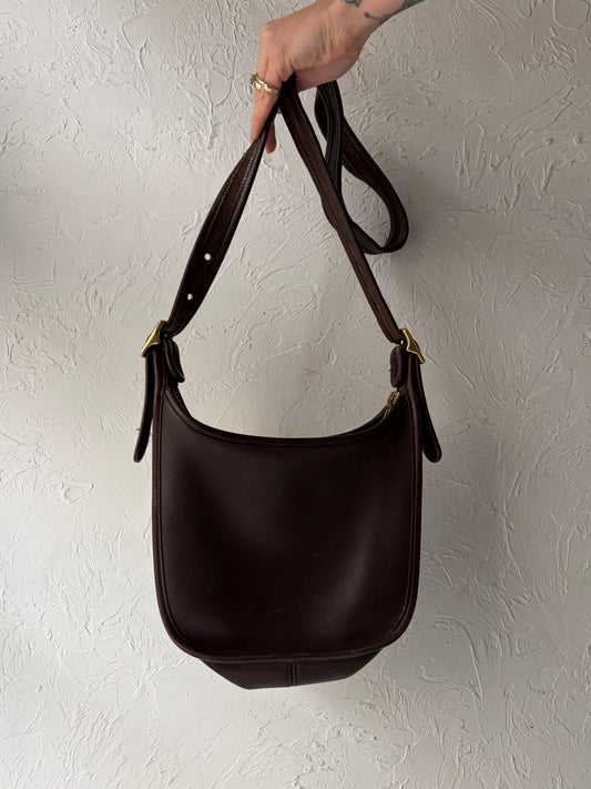 90s ‘Coach’ Burgundy Leather Shoulder Bag