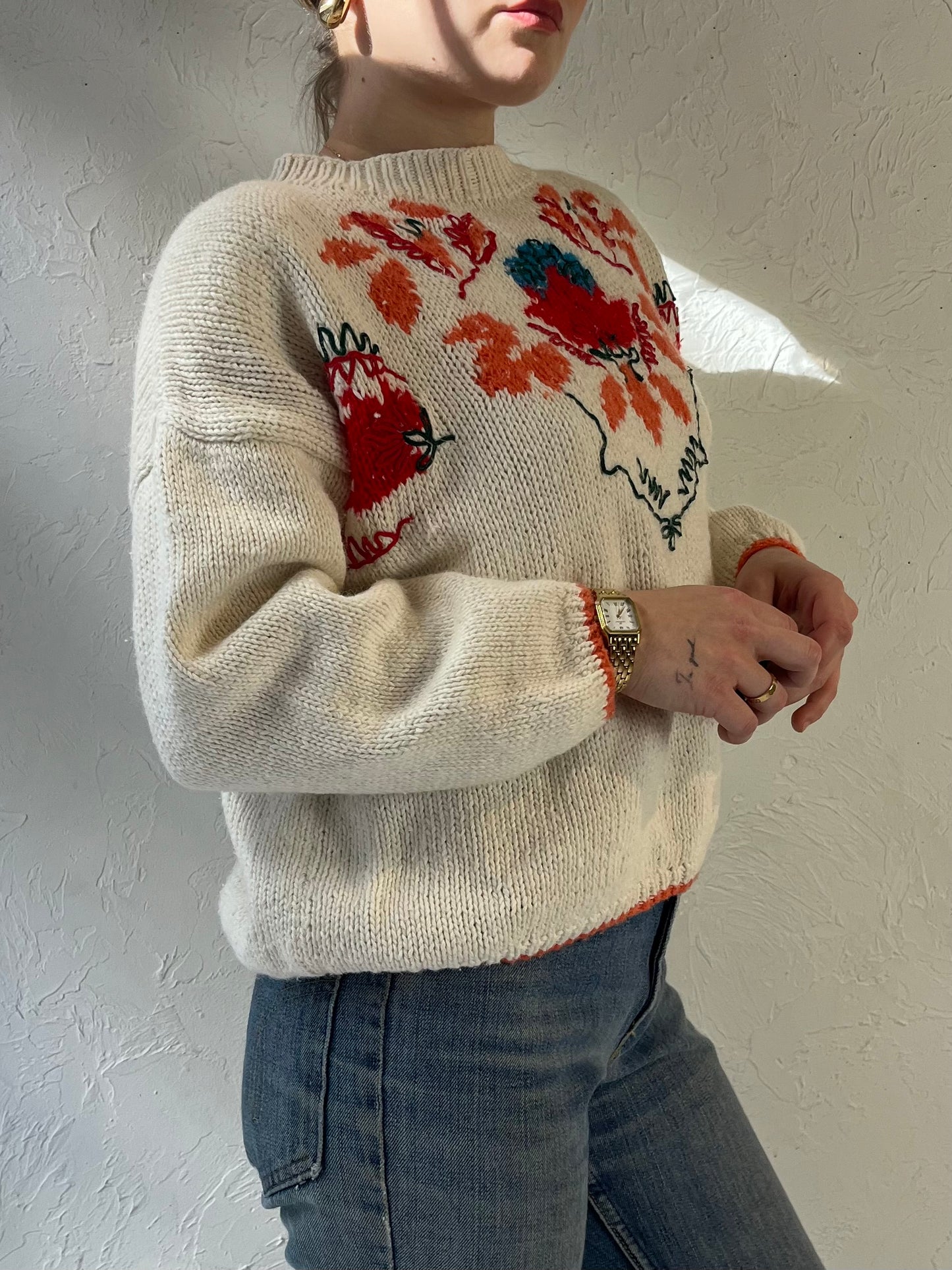 90s ‘JJ Brown’ Cropped Knit Sweater / Medium