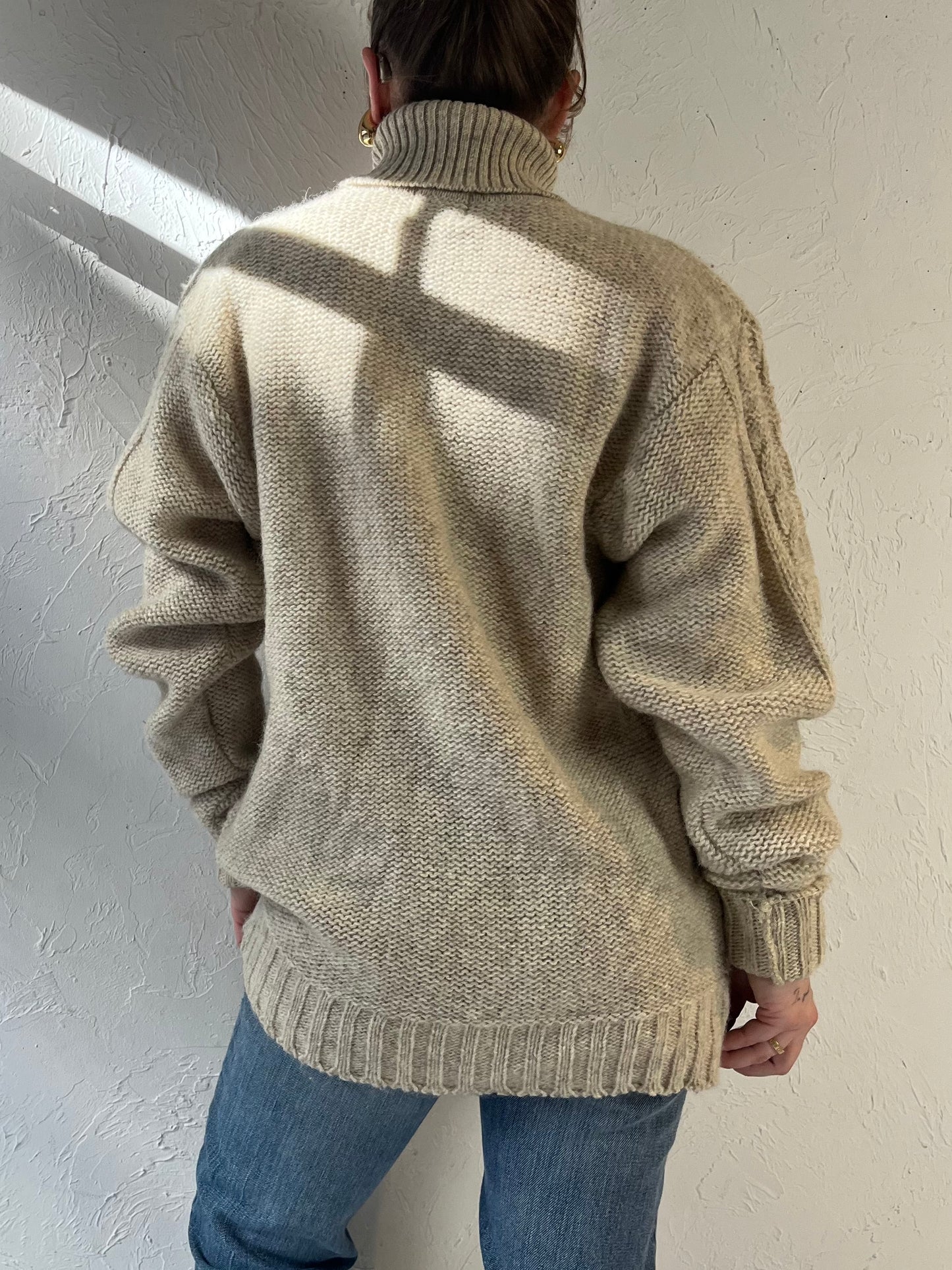 90s ‘Umberto’ Wool Cable Knit Turtle Neck Sweater / Small - Medium