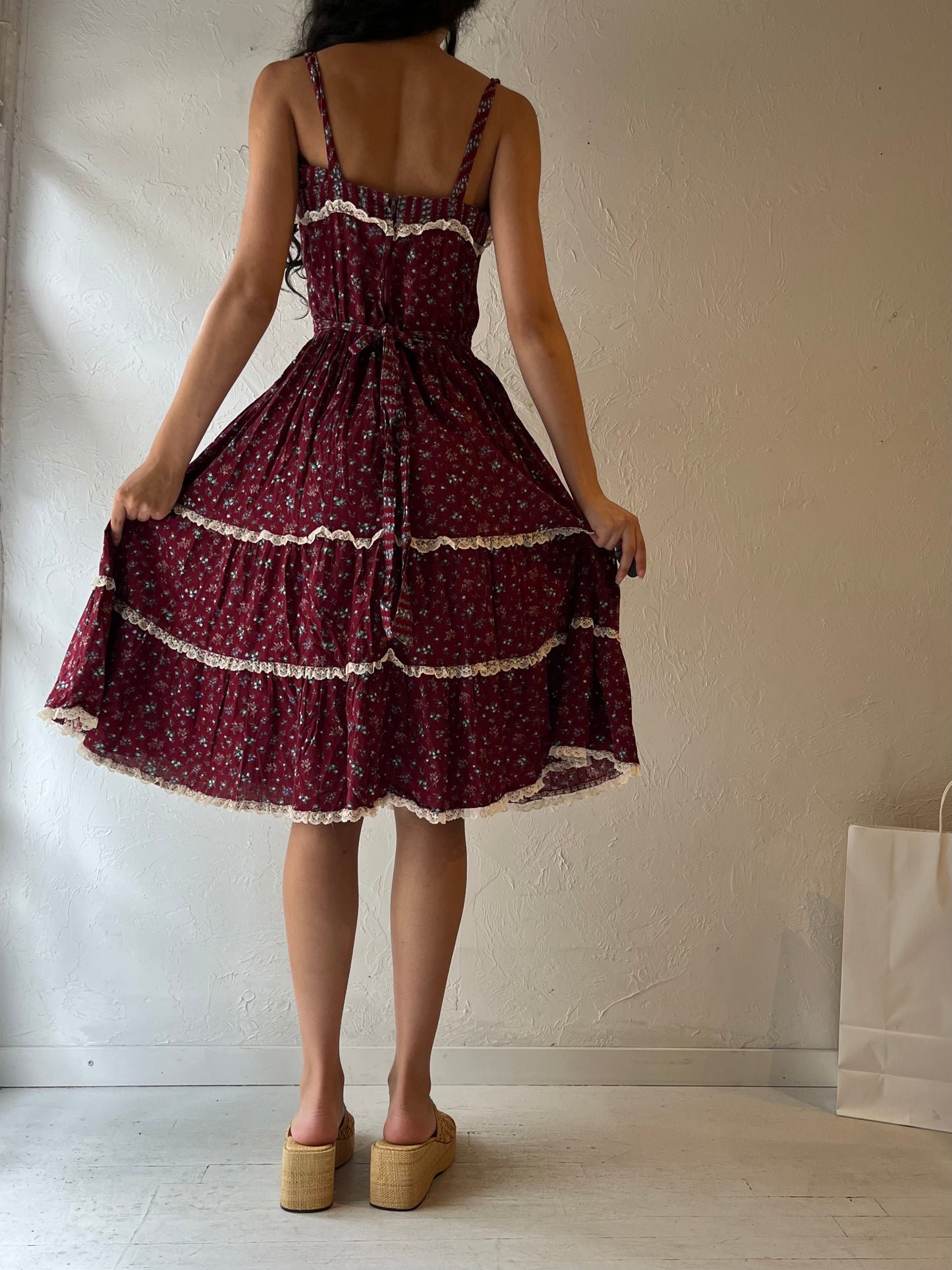 70s ‘The Attic’ Tiered Sleeveless Peasant Dress / Small
