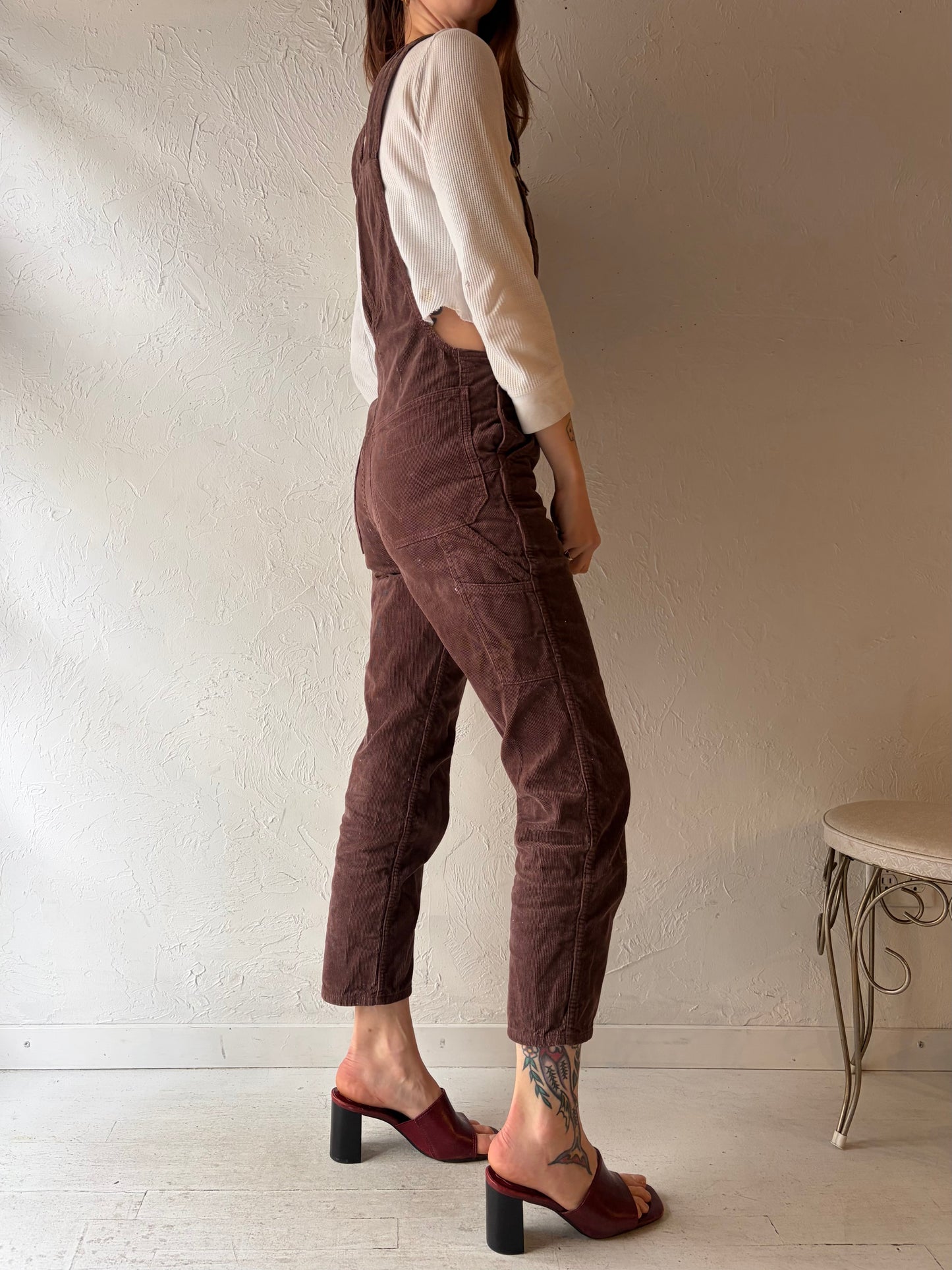 90s 'Wrangler' Brown Corduroy Overalls / XS