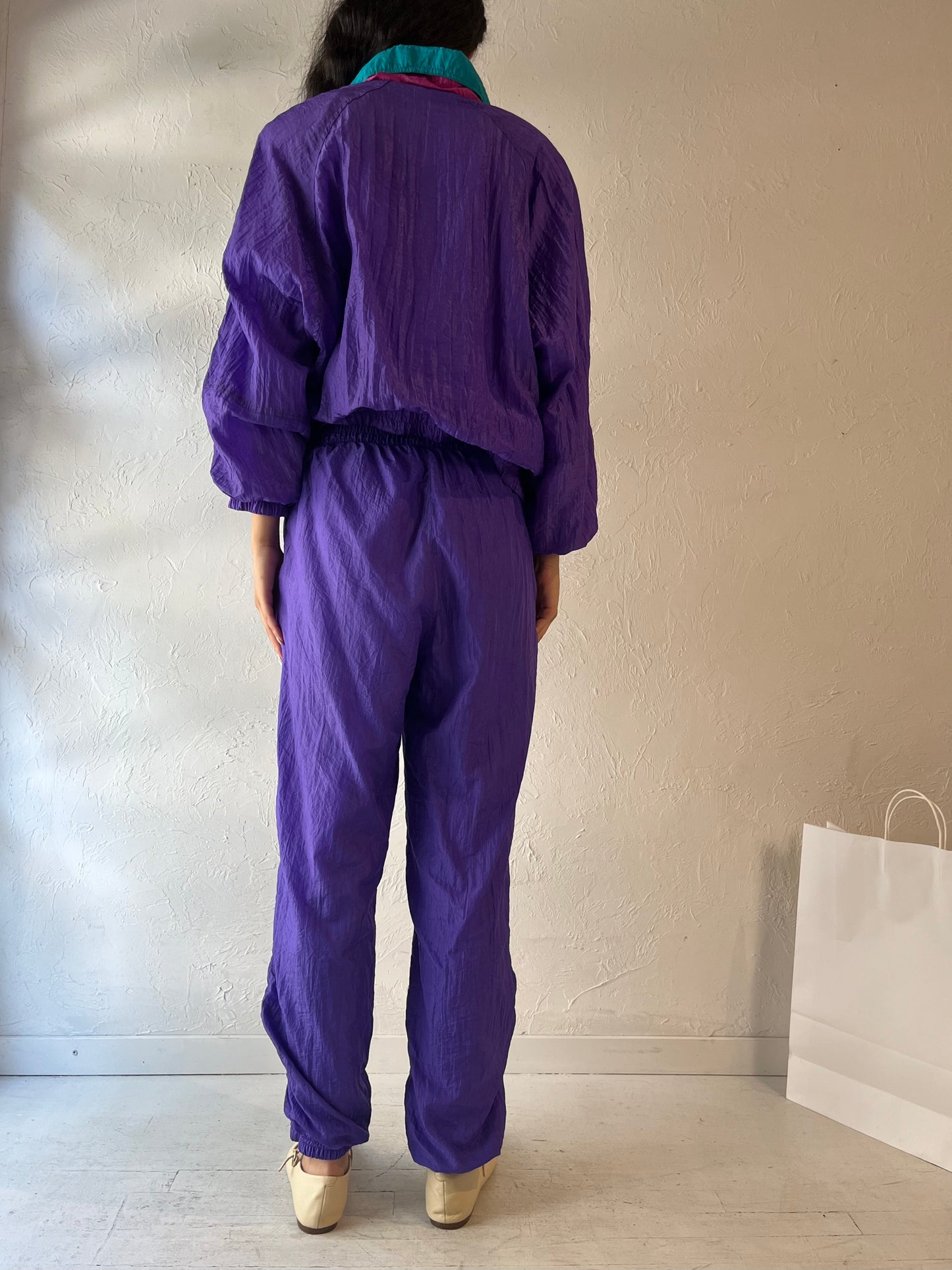 90s 'Forteza' Purple Nylon Track Suit / Medium