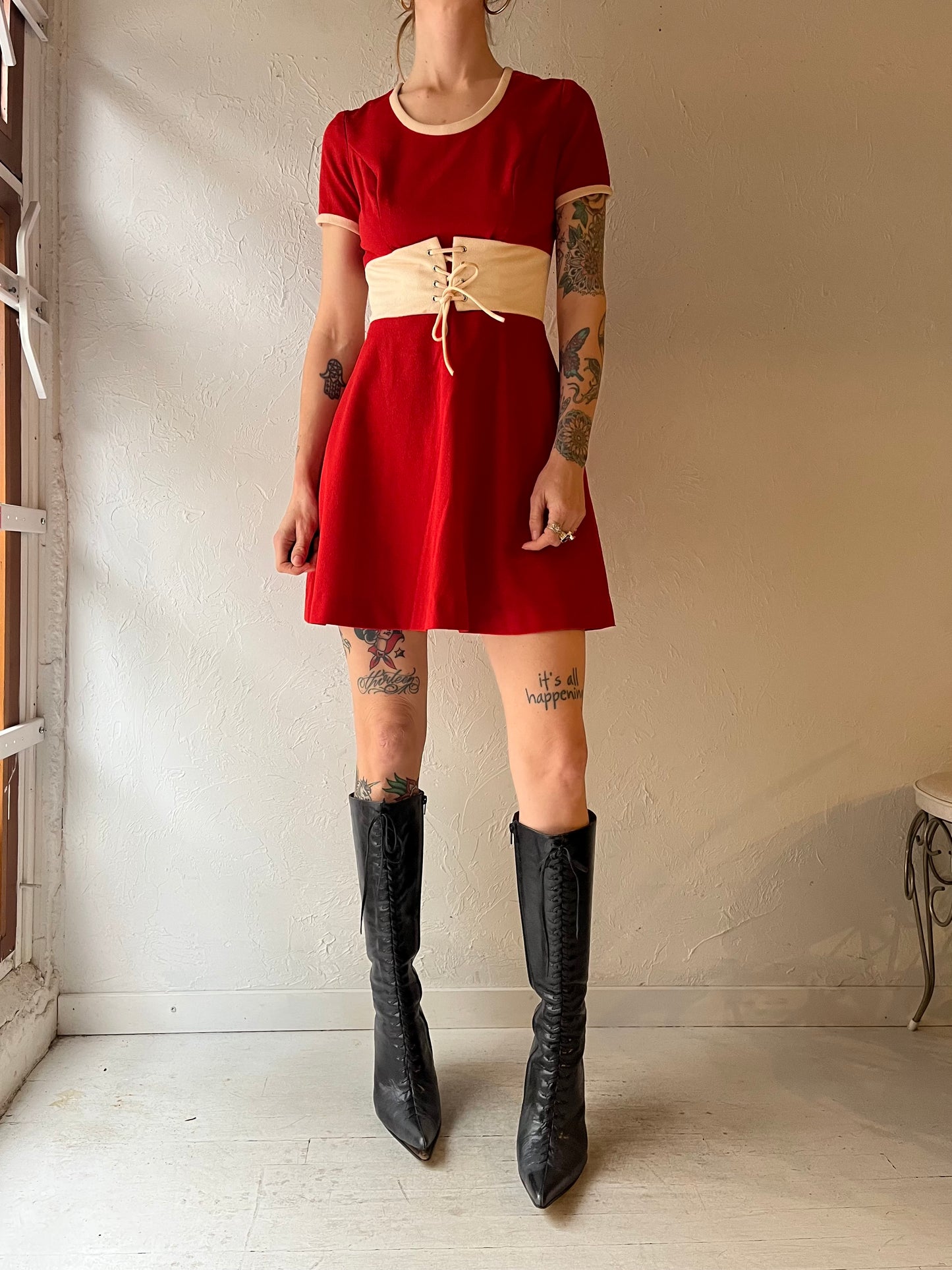 60s 'Ronda Roy' Red Micro Mini Dress / Small