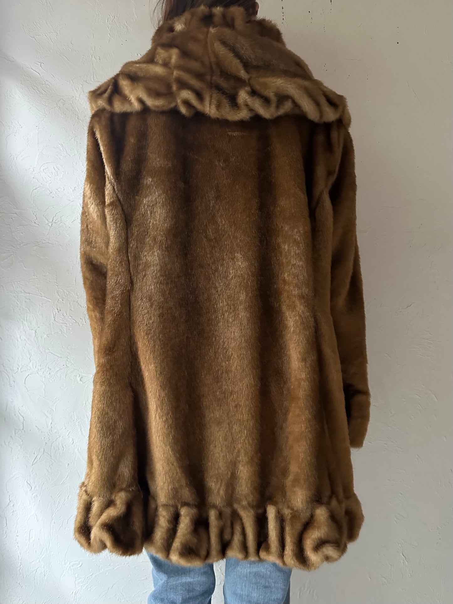 Y2k 'Jones New York' Faux Fur Coat / XL