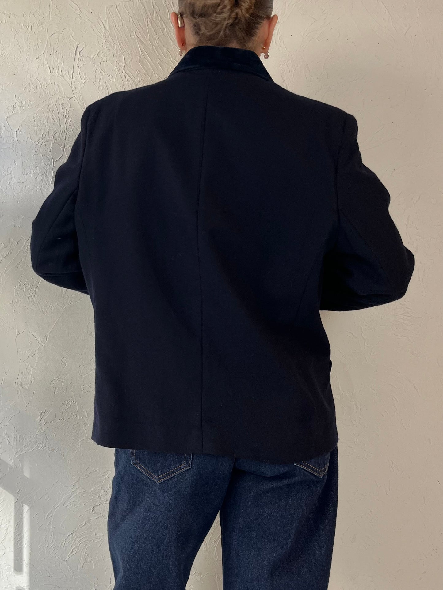 90s Y2K ‘Charter Club’ Navy Blue Wool Blazer / Medium