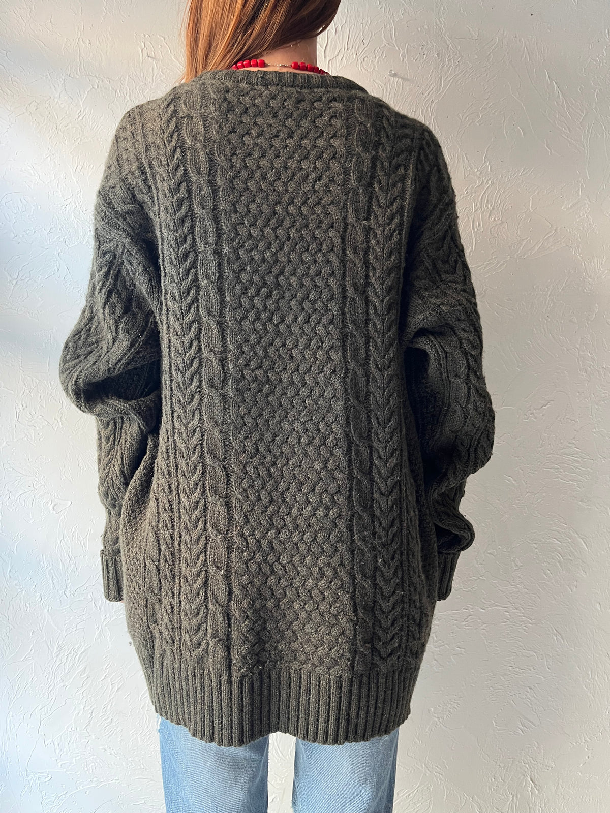 Vintage 'Pendleton' Cable Knit Wool Sweater /  XL