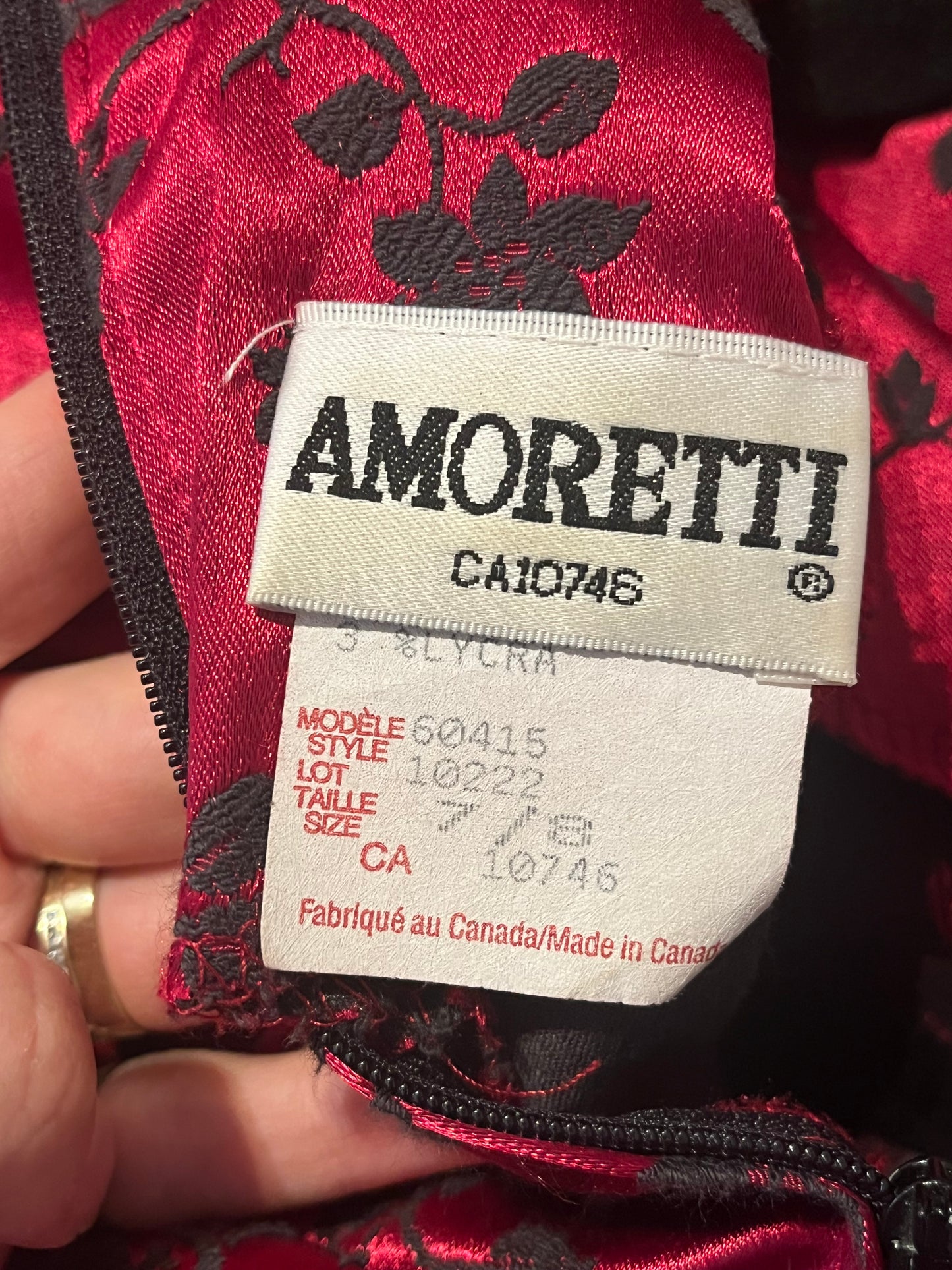 90s 'Amoretti' Red Embroidered Floral Dress / Small - Medium