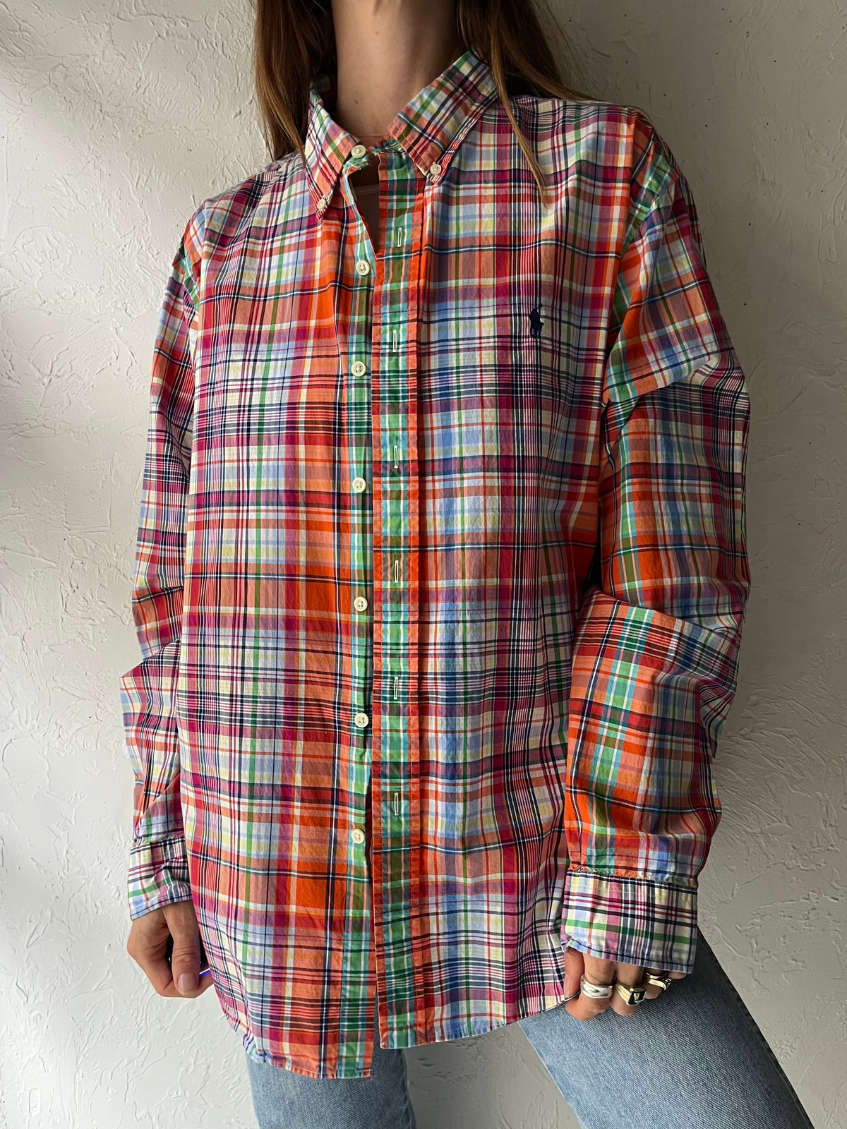 Y2k 'Ralph Lauren' Plaid Norm Core Button Up Mens Shirt / XXL