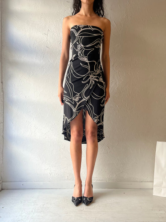 90s ‘Bebe’ Strapless Midi Dress / Small