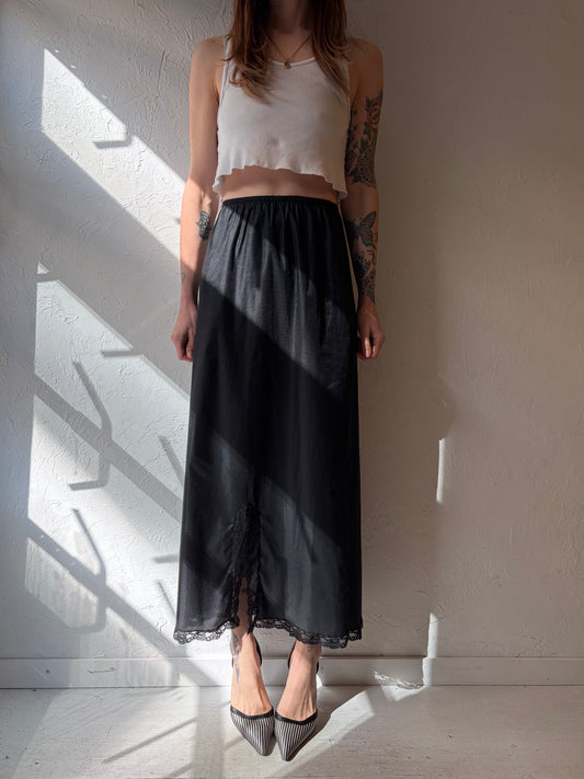 60s 'Kayser' Black Slip Skirt / Small