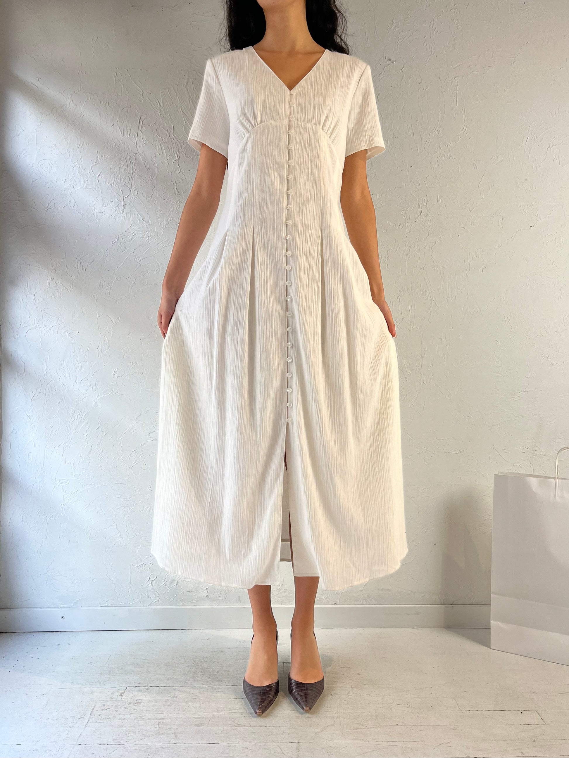 Vintage Y2K 'Together' White Midi Dress / Large