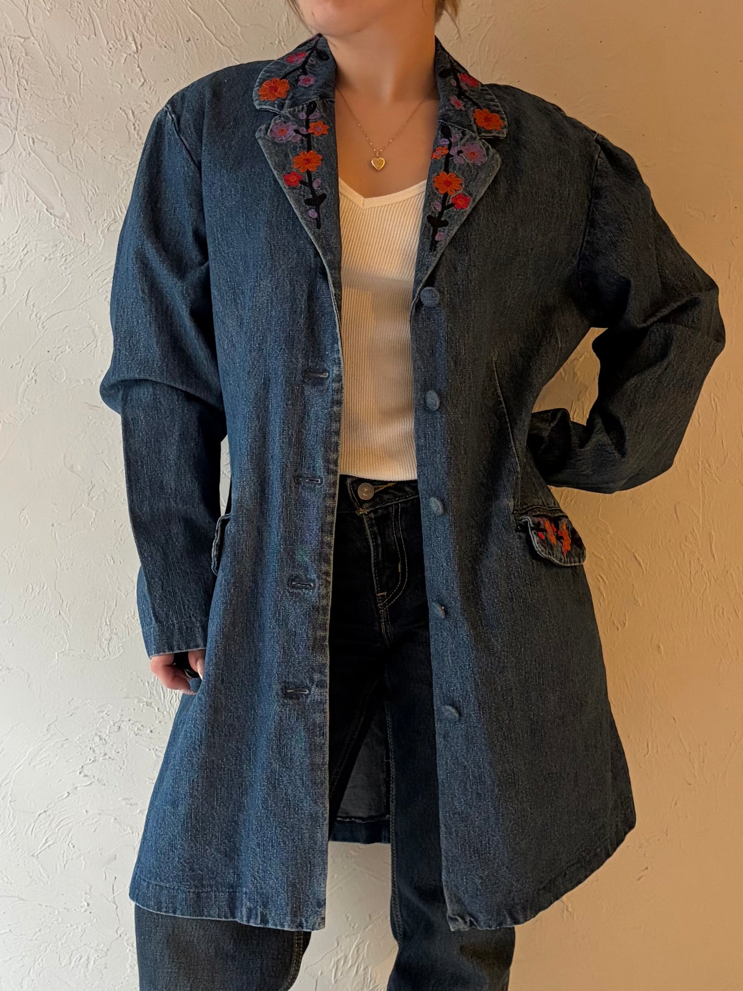 Y2k 'Cold Water Creek' Denim Embroidered Jacket / Medium