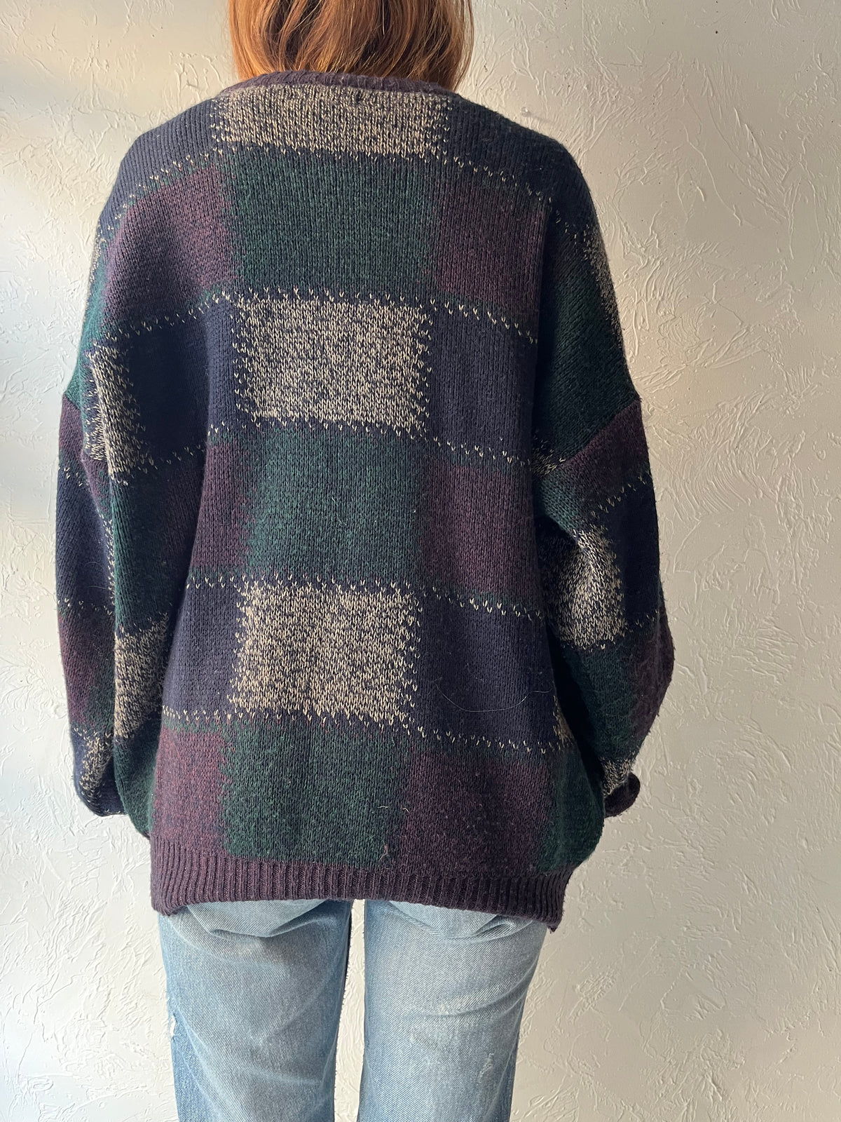 90s ' Windridge' Acrylic Checker Sweater / XL