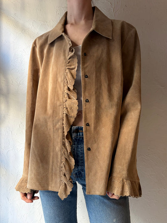 Y2k 'Live A Little' Suede Jacket / XL