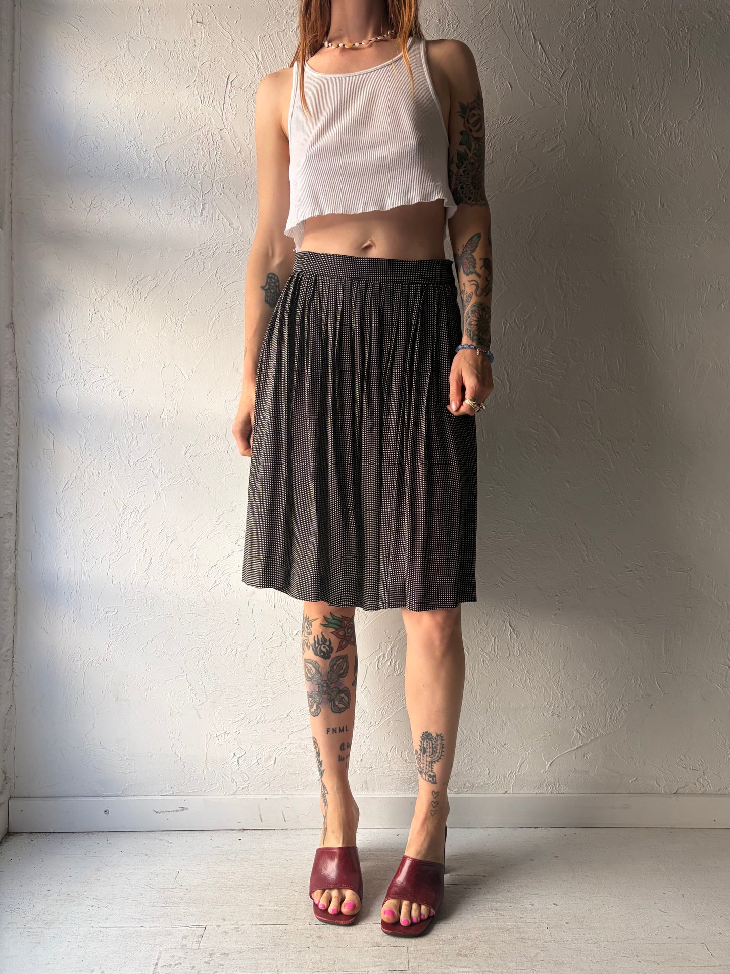 90s 'Jones New York' Polka Dot Skirt / Medium