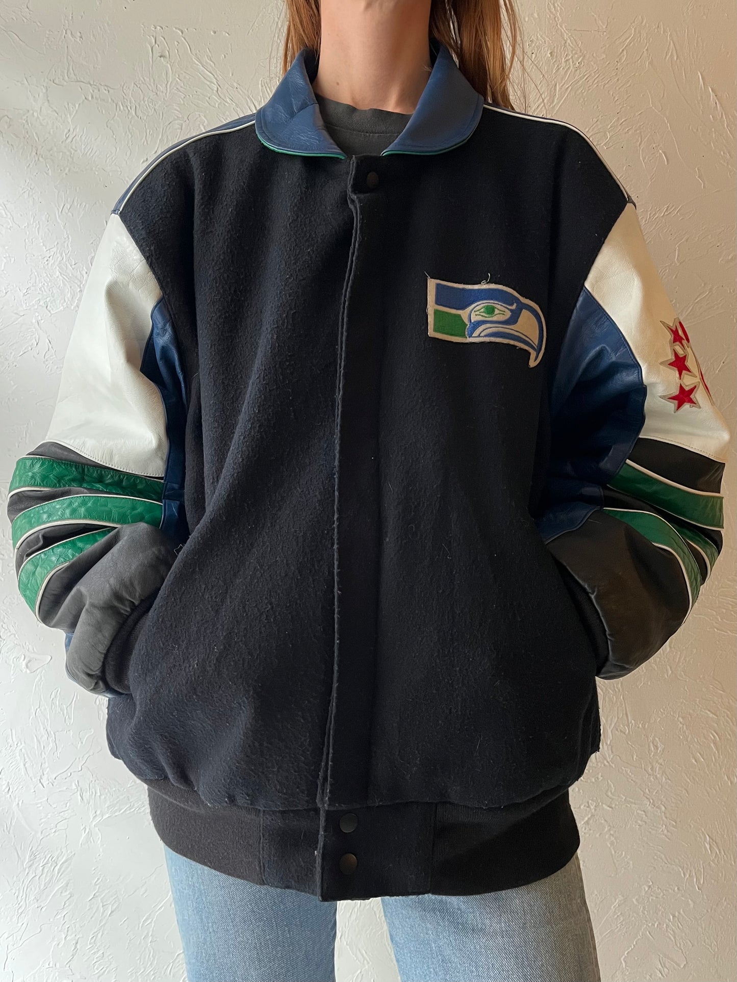 90s 'Seattle Seahhawks' Bomber Jacket / Medium