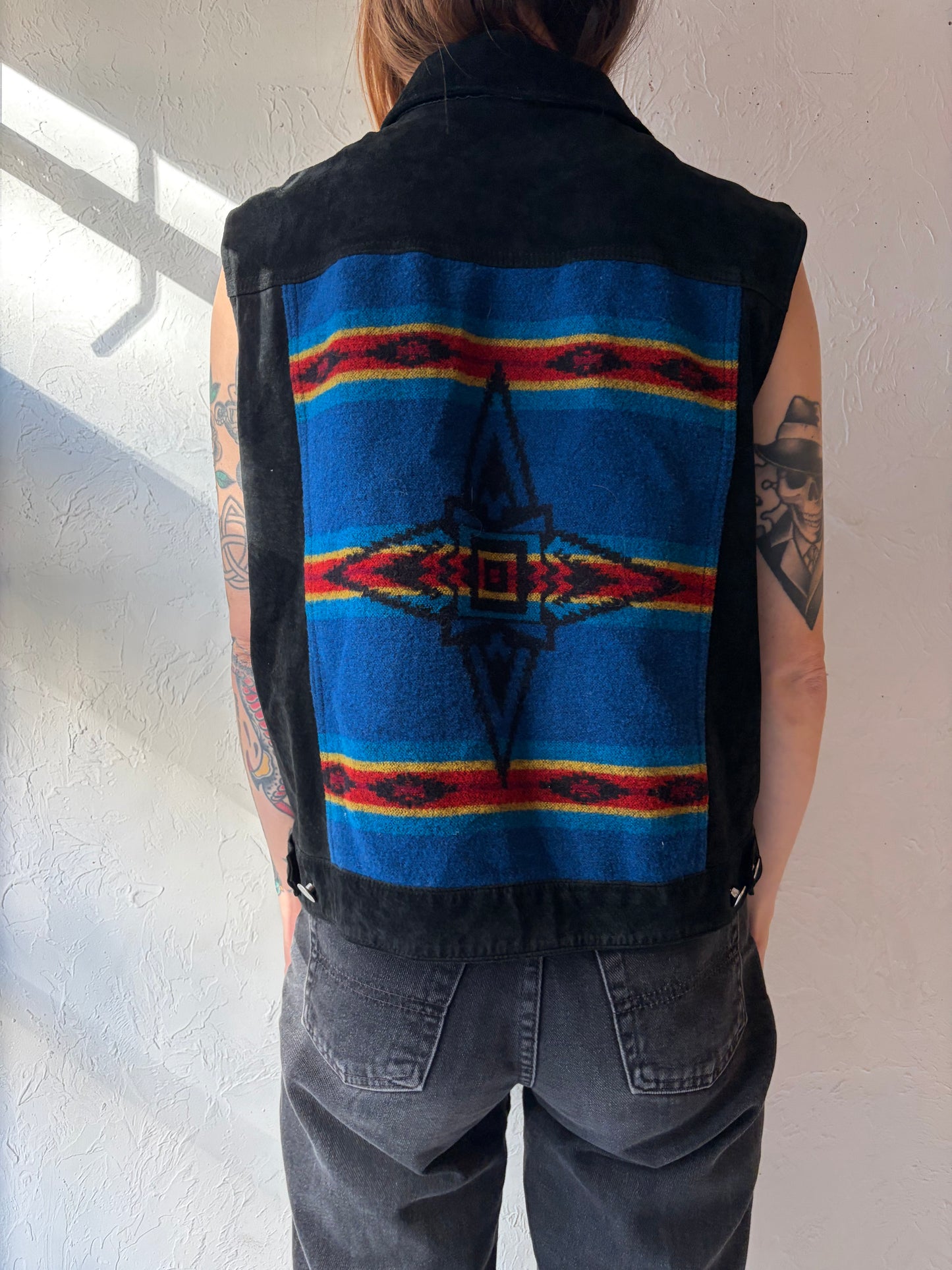 Vintage 'Pendleton' Black Suede Leather Vest / Medium