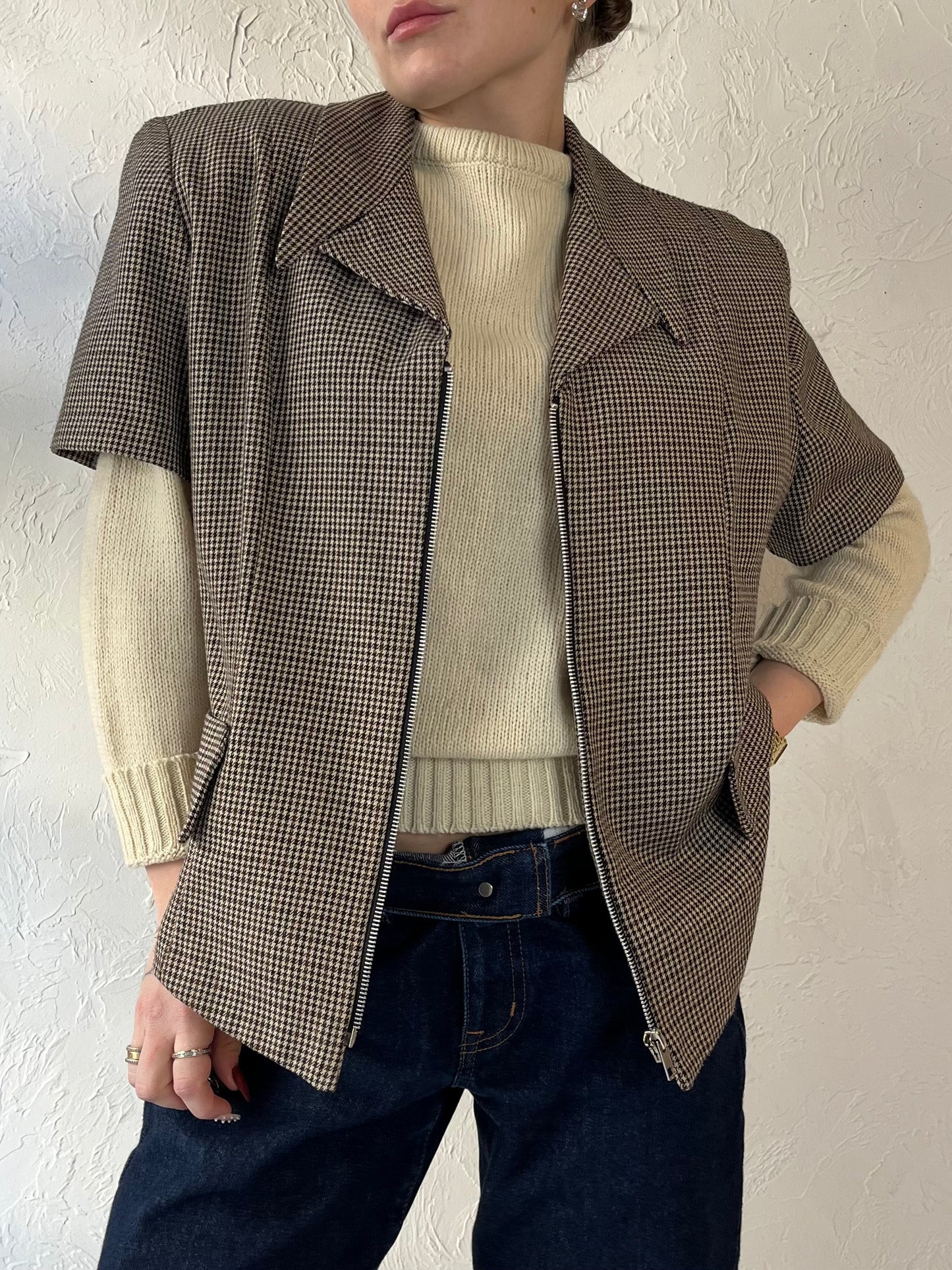 80s ‘Nancy G’ Knit Zip Up Top / Large