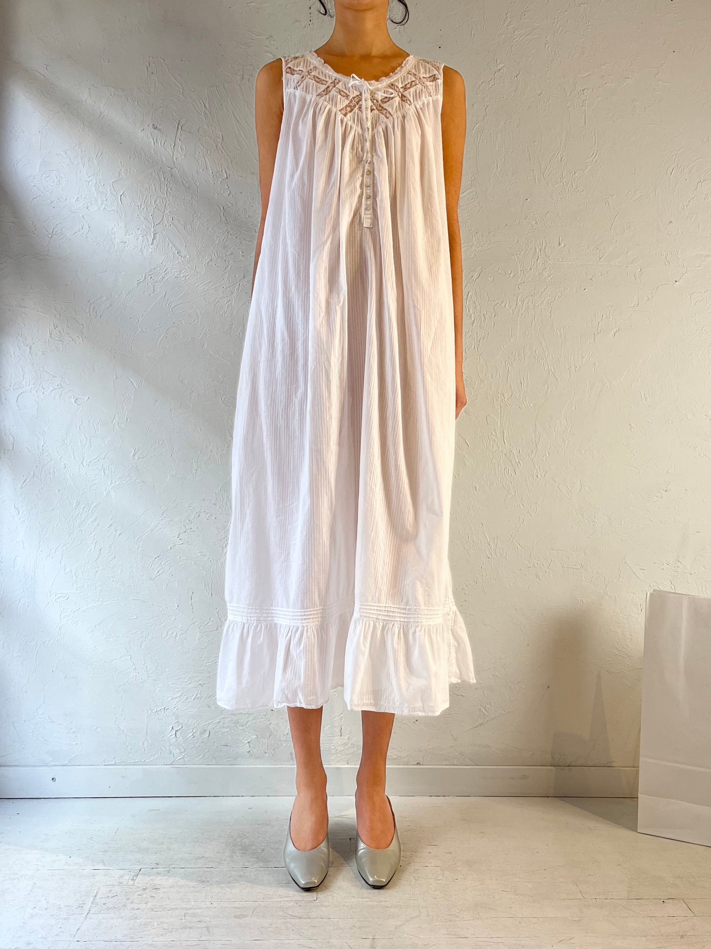 Y2K ‘Eileen West’ White Cotton Dress / Large