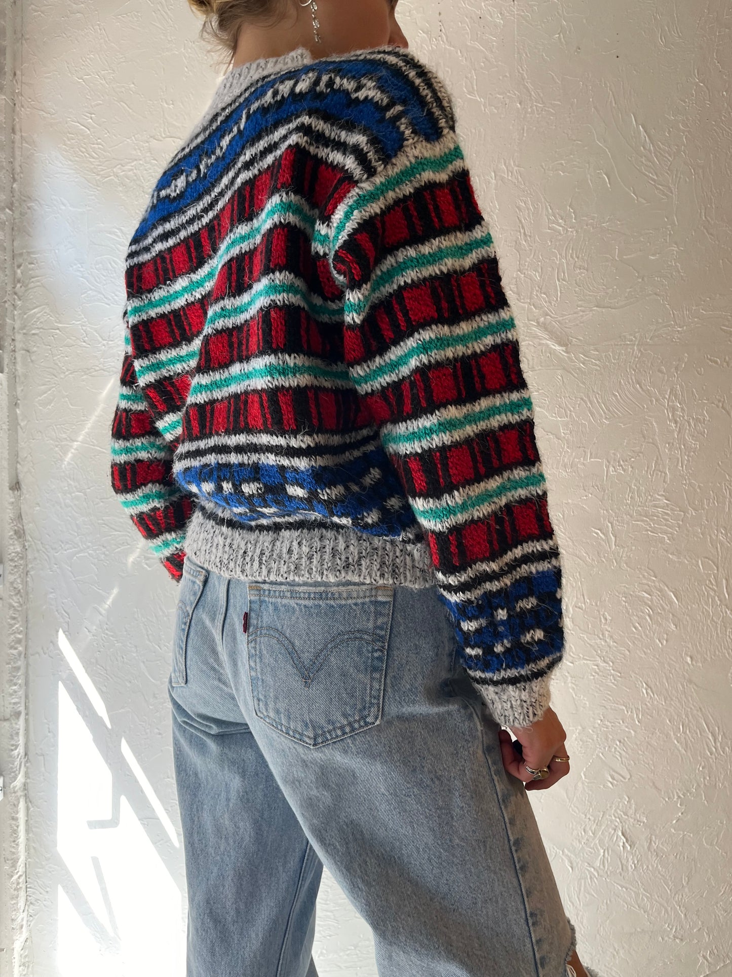 90s 'TQ' Striped Knit Sweater / Medium