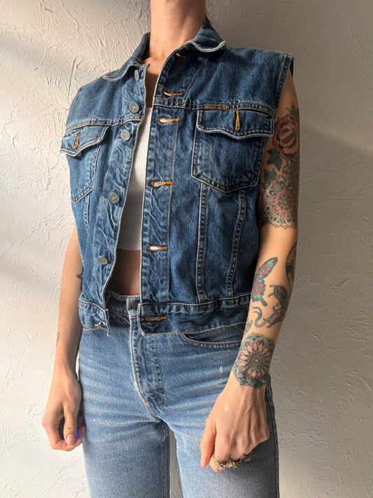 90s 'Calvin Klein' Denim Minimalist Vest / Vintage 1990s CK Classic Normcore Streetwear Jean Vest / Large