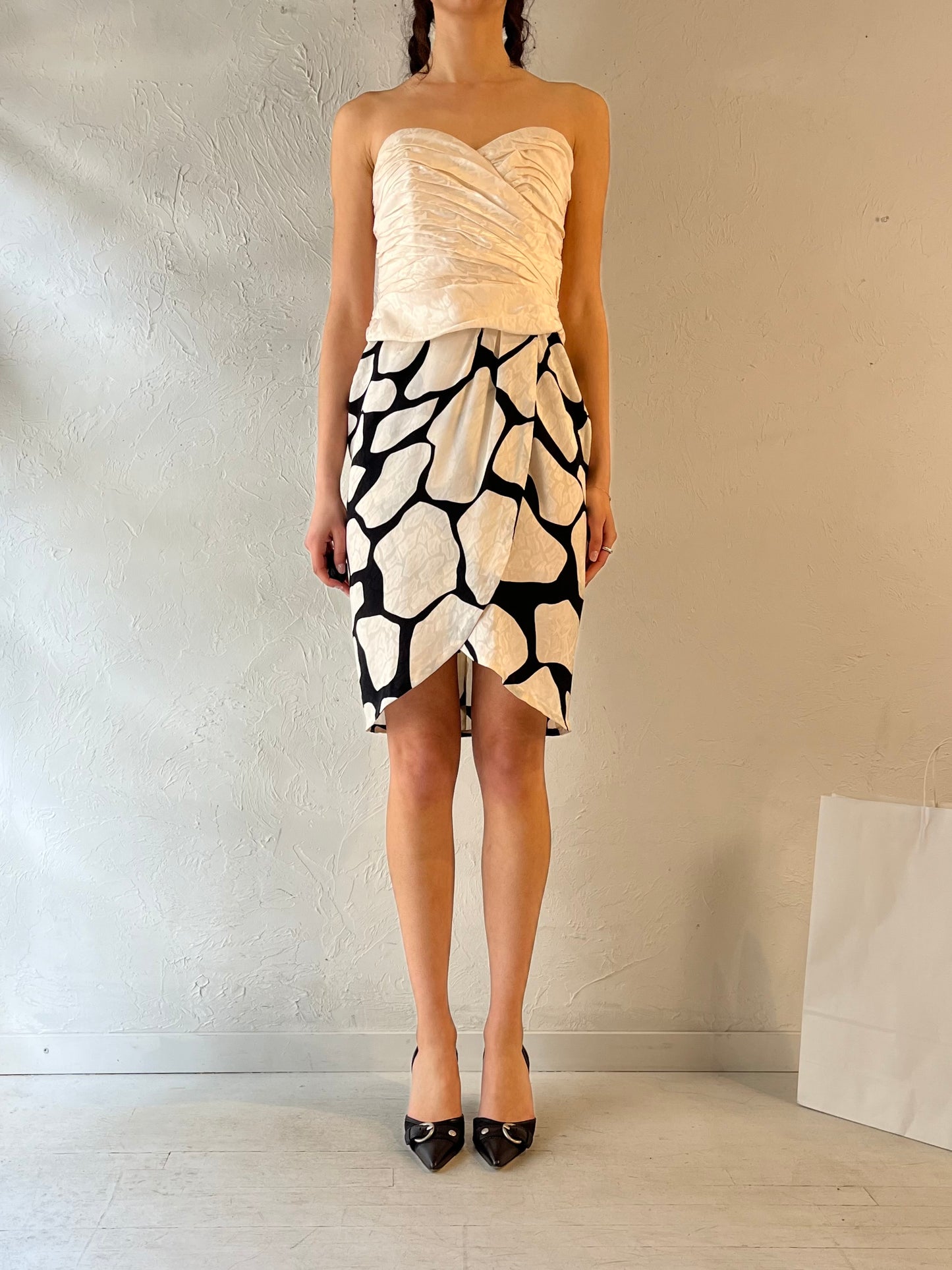 flora kung silk dress 90s 'Flora Kung' Strapless Silk Mini Dress / Small Wildhoneygoods