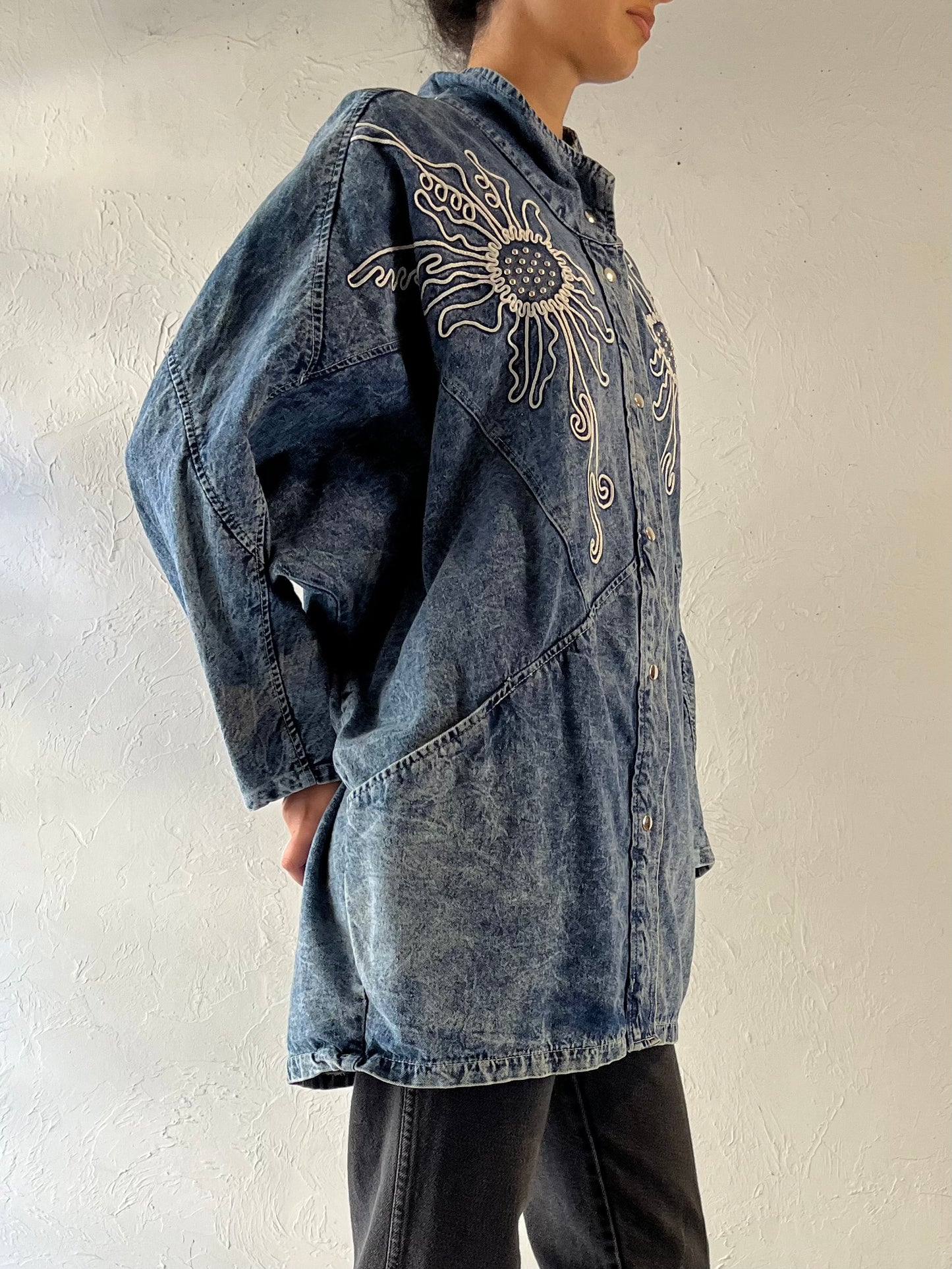 90s ‘Pado’ Acid Wash Denim Jacket / Large