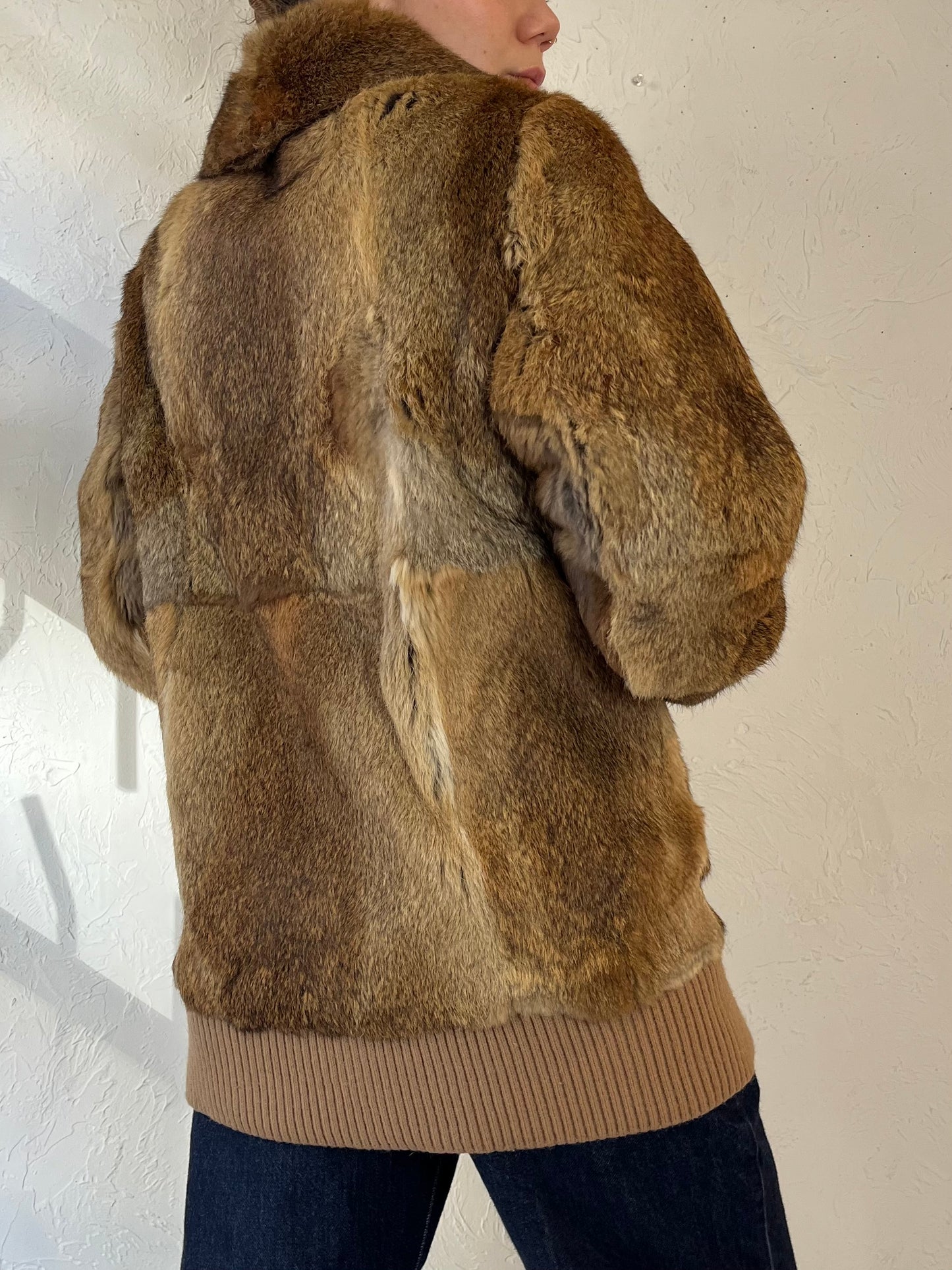 Vintage 90s ' City Fur' Brown Fur Bomber Style Jacket / Medium