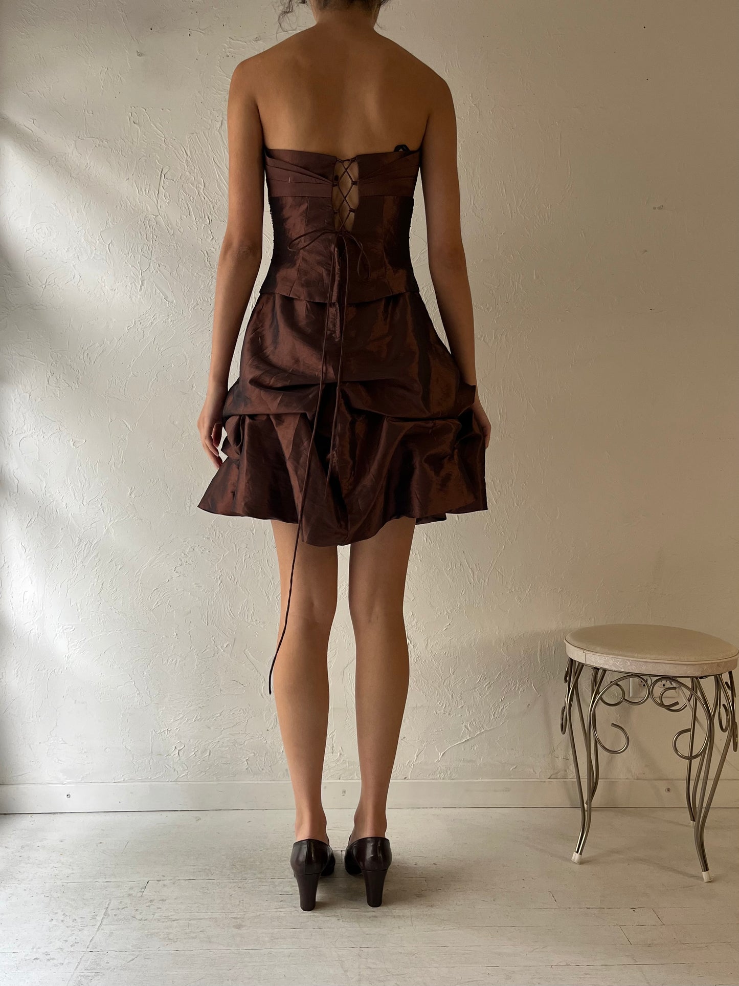 90s ‘Zum Zum’ Brown Formal Mini Dress / Small