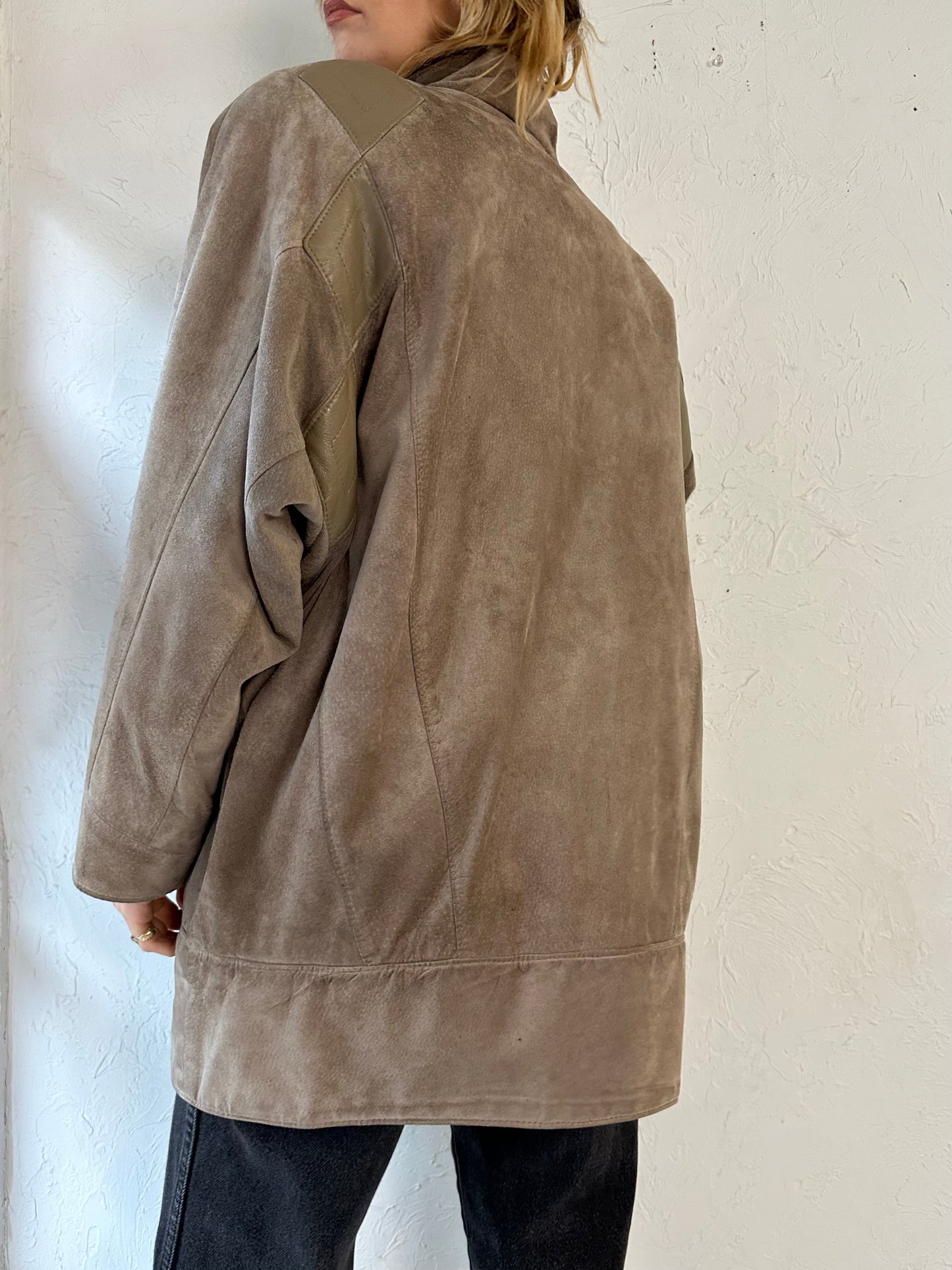 80s 'The Olde Hide House' Beige Suede Leather Jacket / Medium - Large