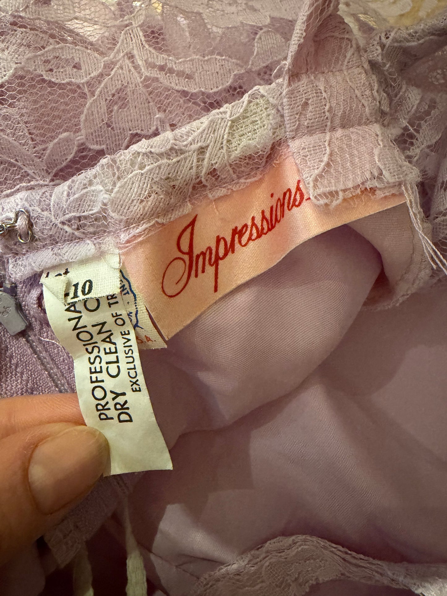 70s 'Impressions' Purple Lace Formal Dress / Union Made / Small