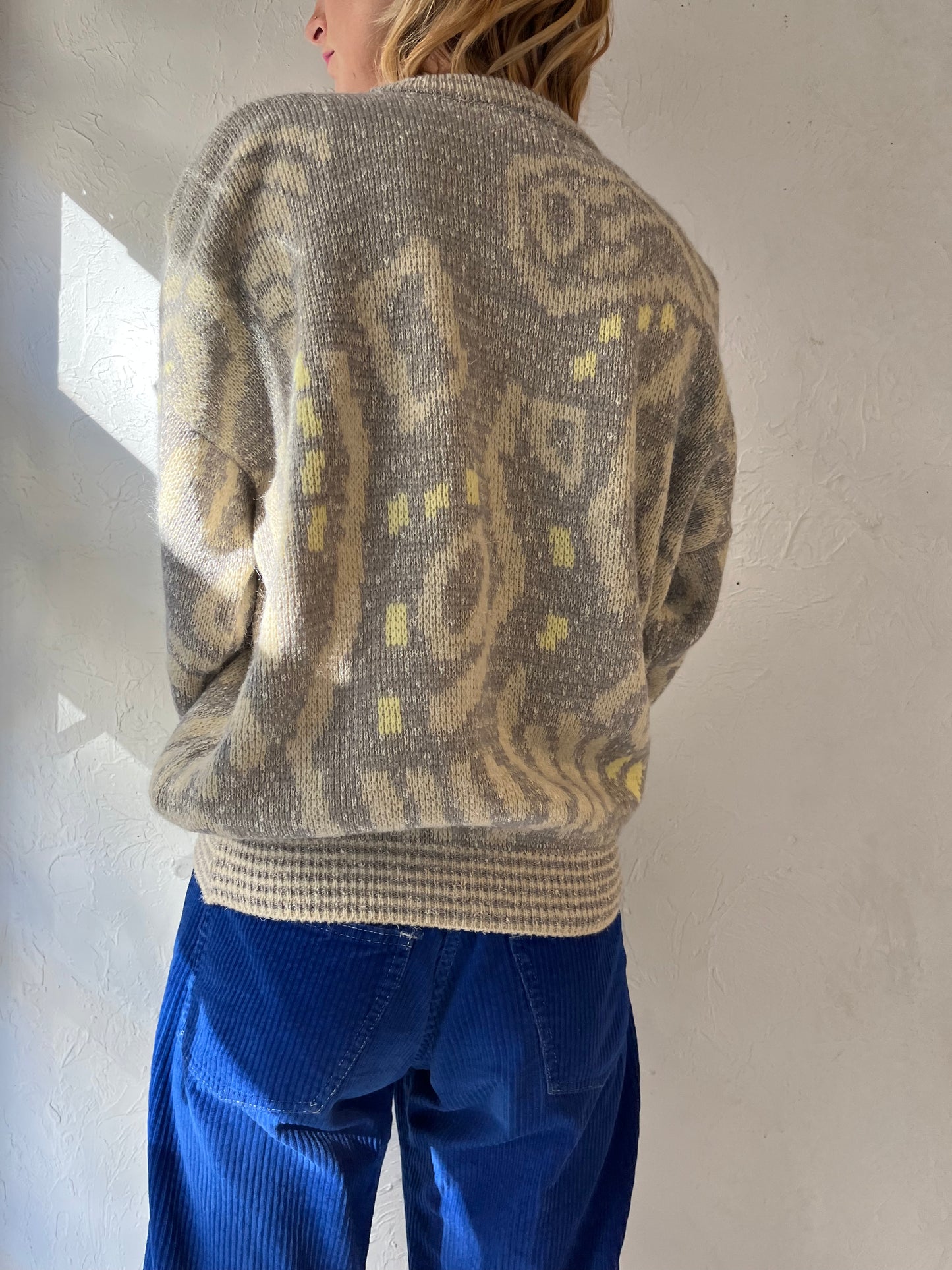90s 'Santana' Abstract Knit Pullover Sweater / Medium