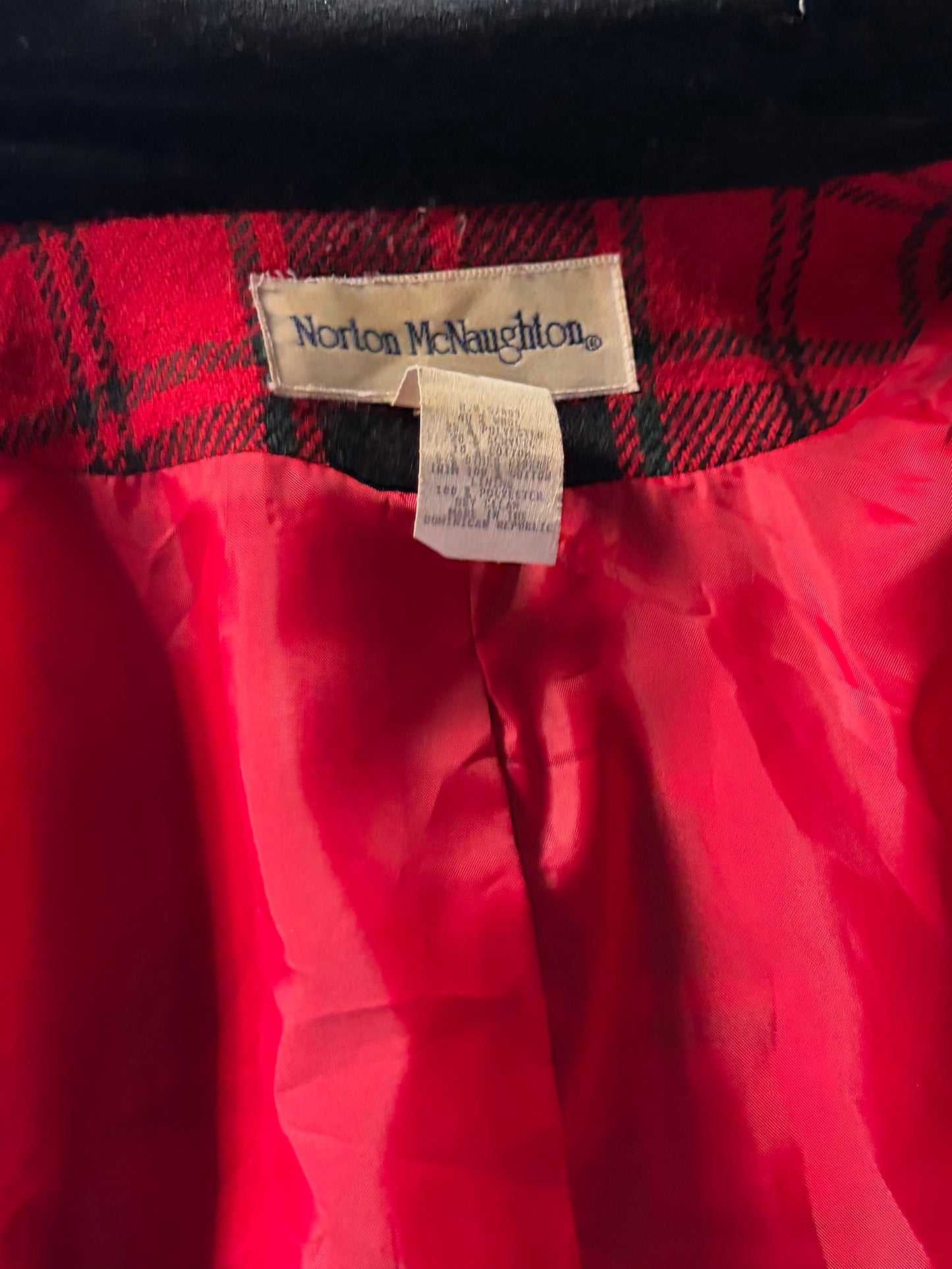 80s 'Norton McNaughton' Red Plaid Blazer Jacket / Medium