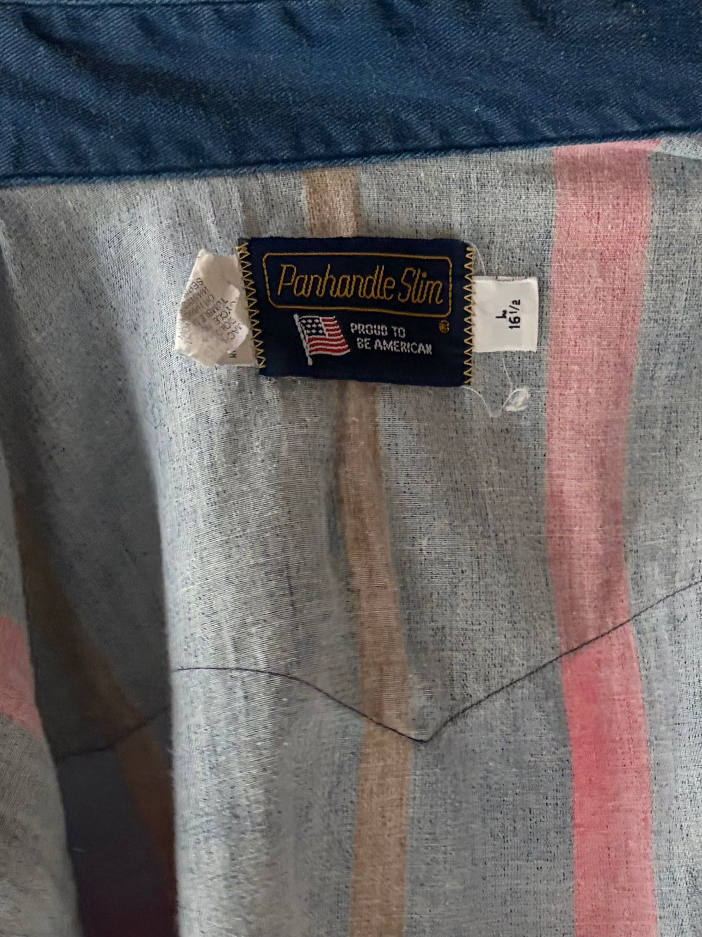 90s 'Penhandle Slim' Stripped Western Snap Up Shirt / Vintage 1990s Cowboy Work Wear Shirt / Large