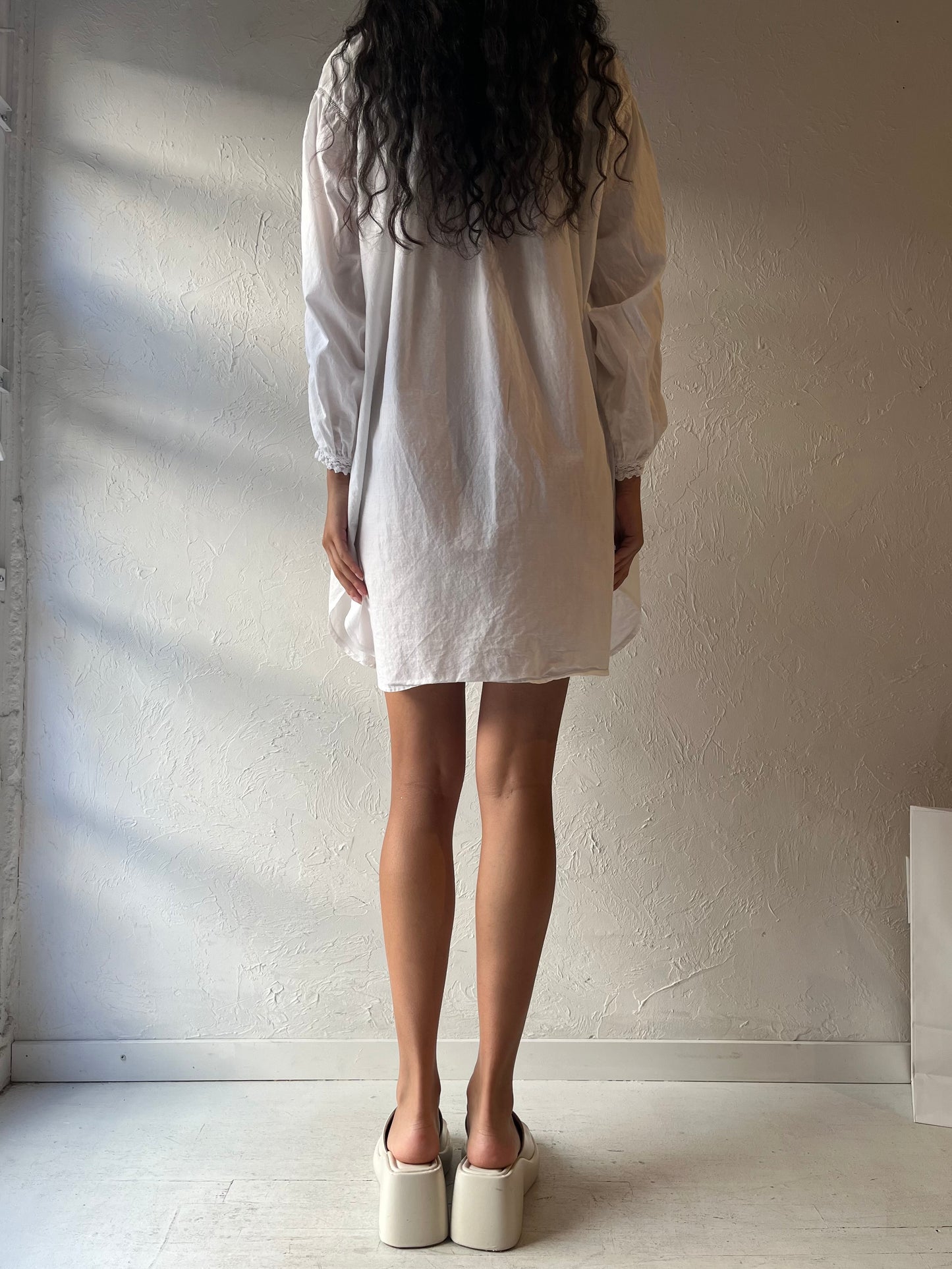 90s 'Eaton Vanity Fair' White Cotton Dress / Large