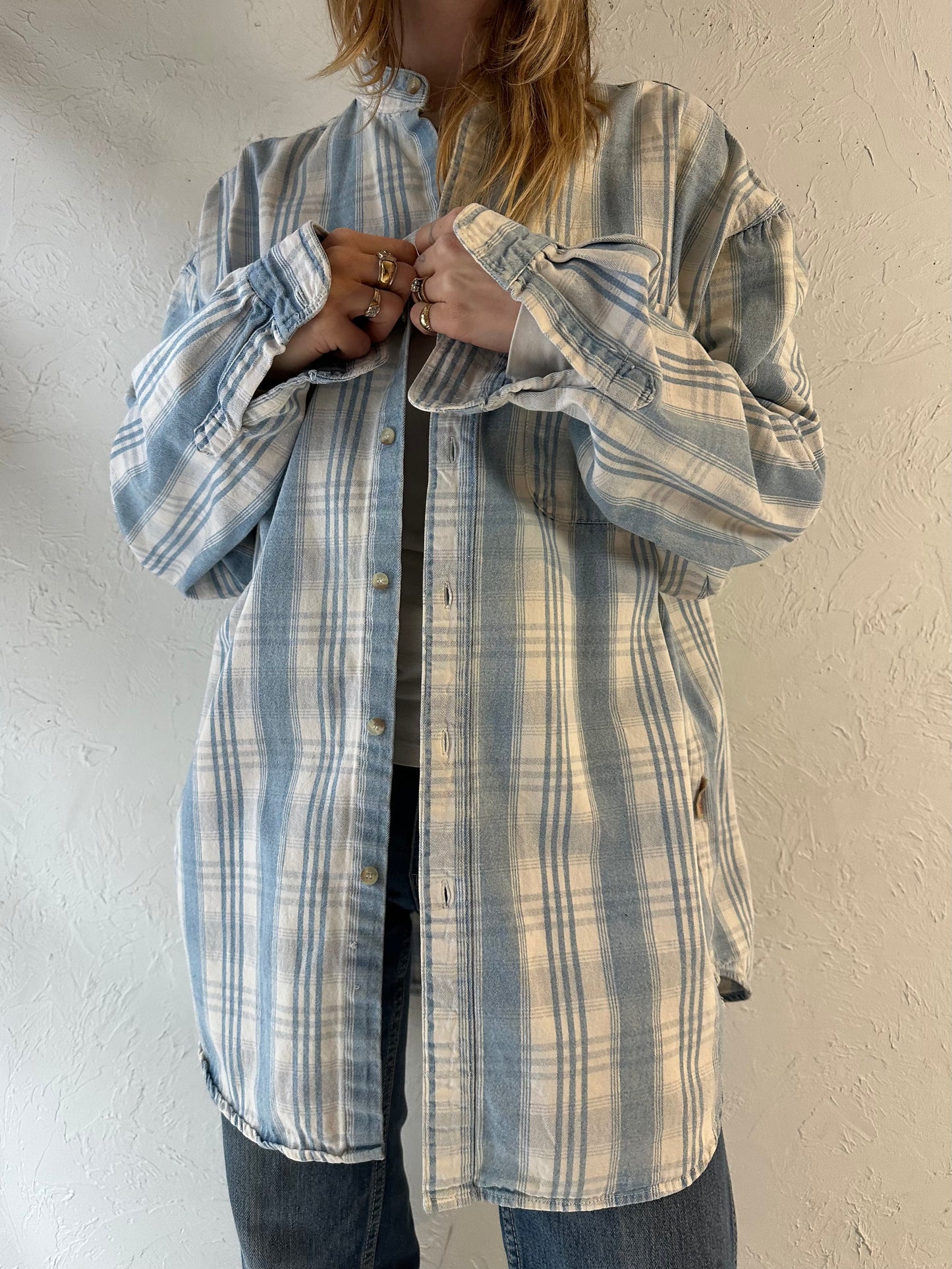 90s ‘Jordache’ Thick Cotton Plaid Button Up Shirt / Large