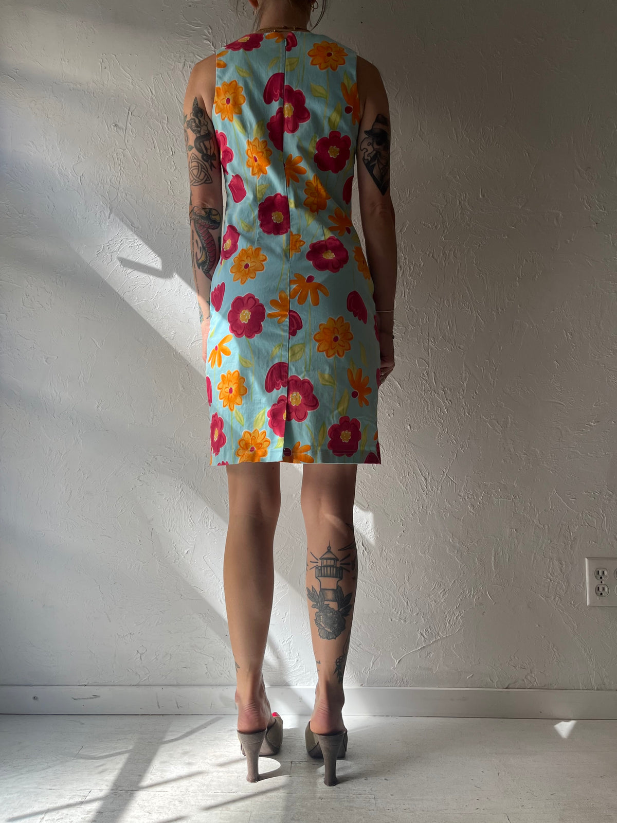 90s 'Alfred Sung' Floral Mini Dress / Medium