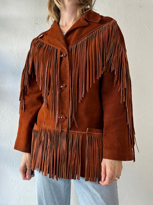 70s 'Cherokee Togs' Soft Suede Fringe Western Jacket / Medium