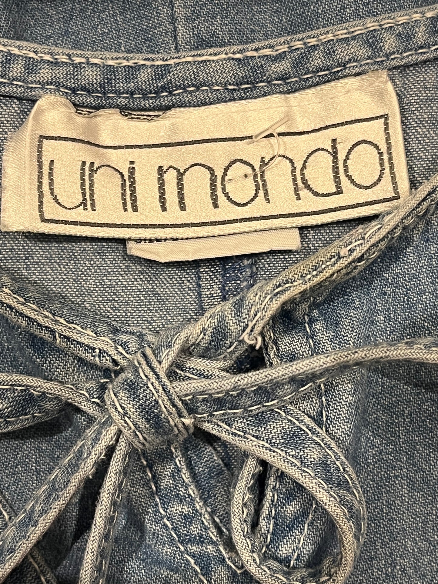 90s 'Uni Mondo' Denim Dress / Medium