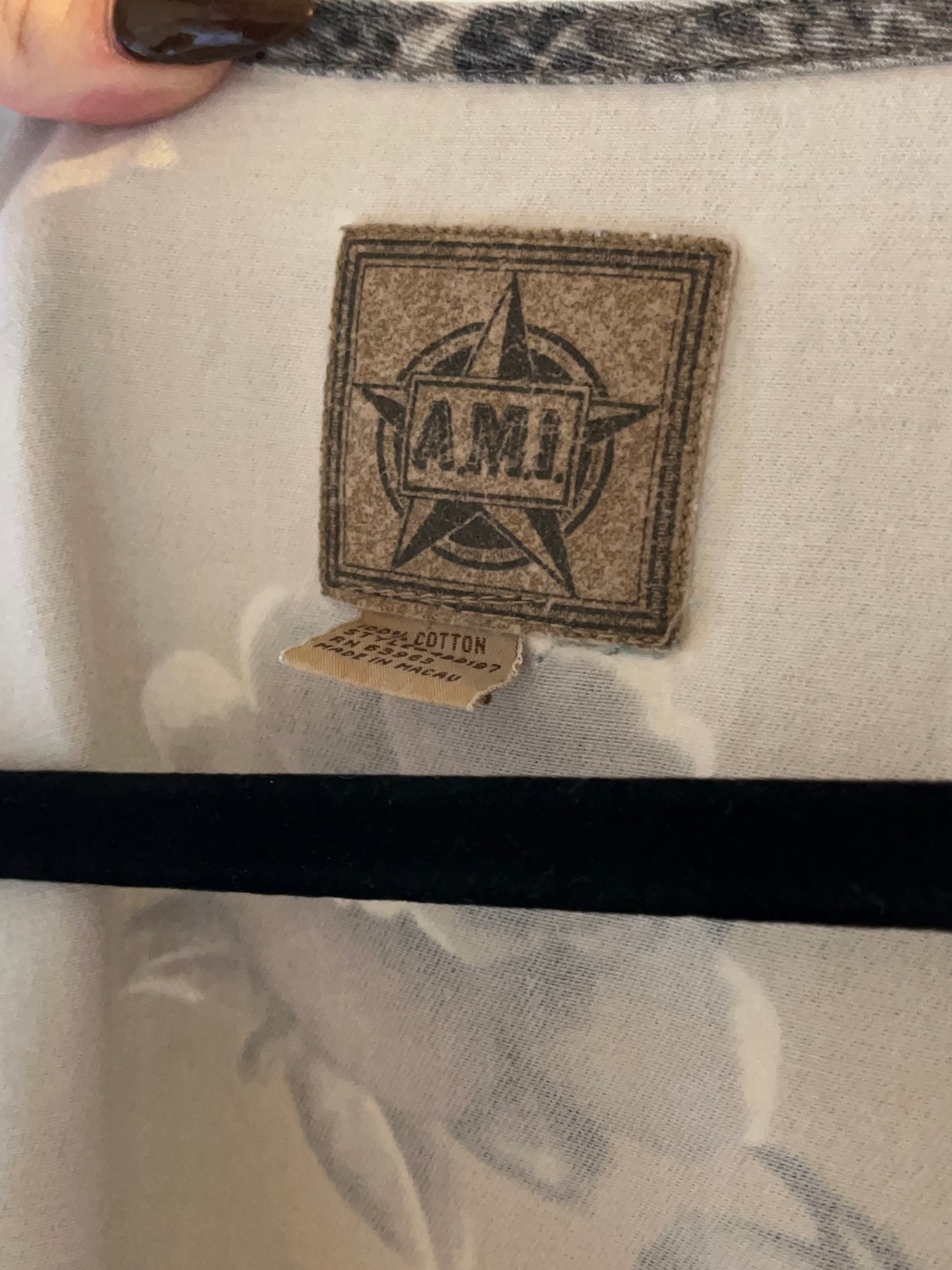 90s 'A.M.l' Denim Floral Dress / Medium - Large