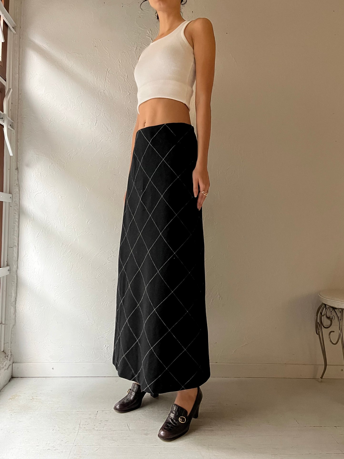 90s 'Eddie Bauer' Long Black Knit Skirt / Small