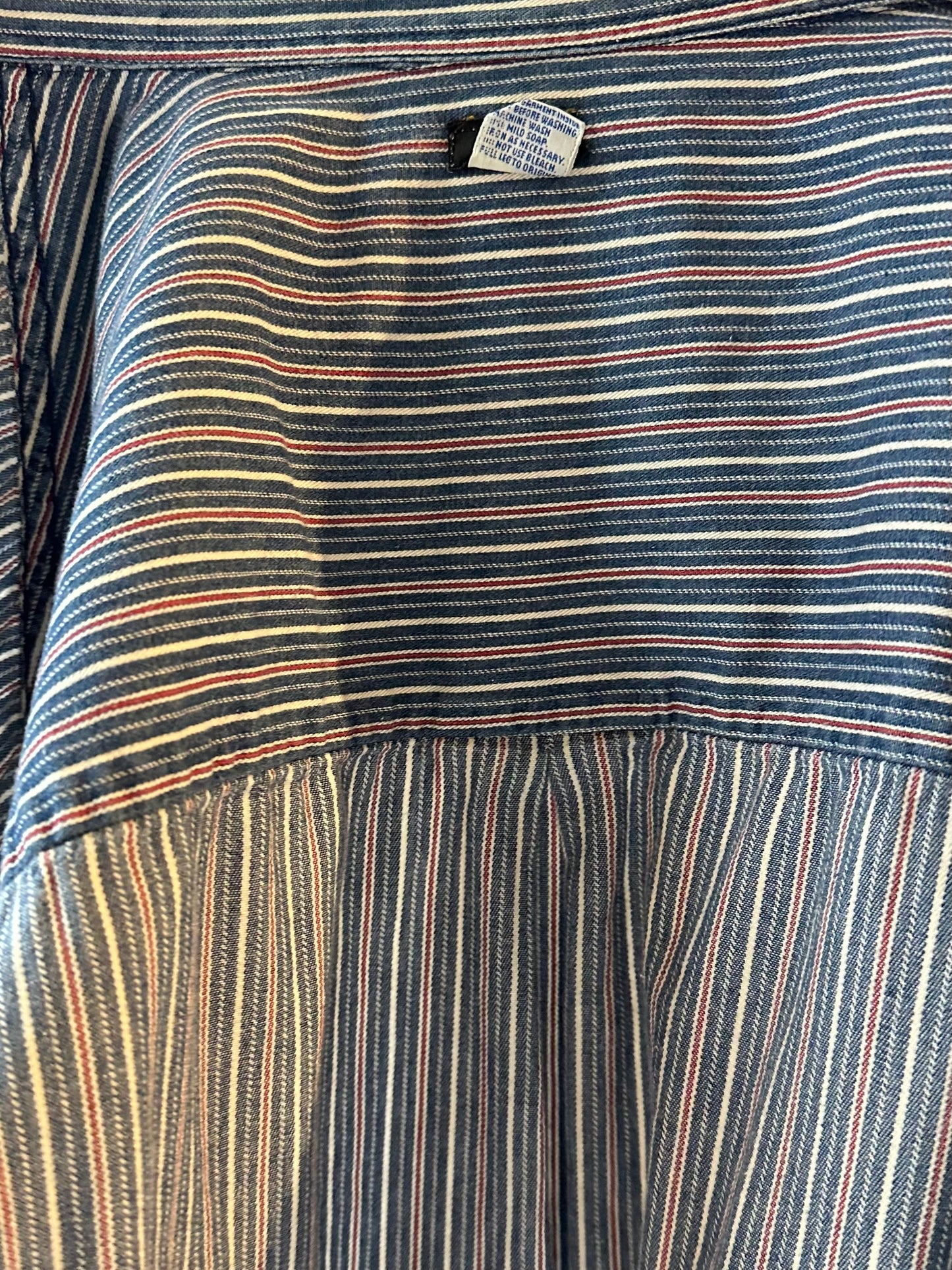 90s 'Lee' Striped Cotton Denim Shirt / Large