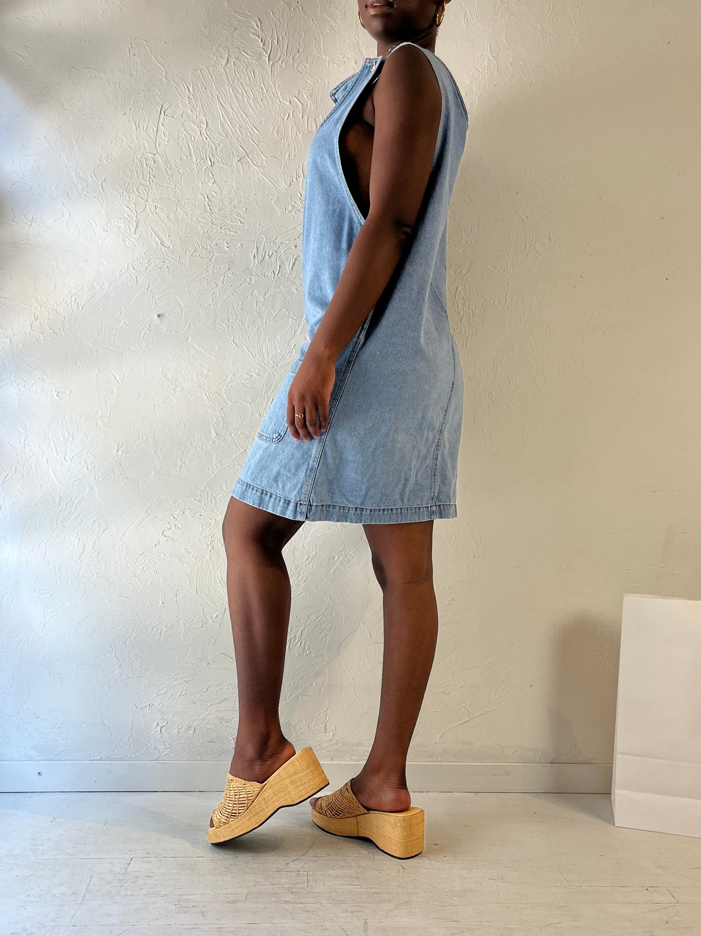 Y2k 'Savannah' Sleevless Denim Dress / Large