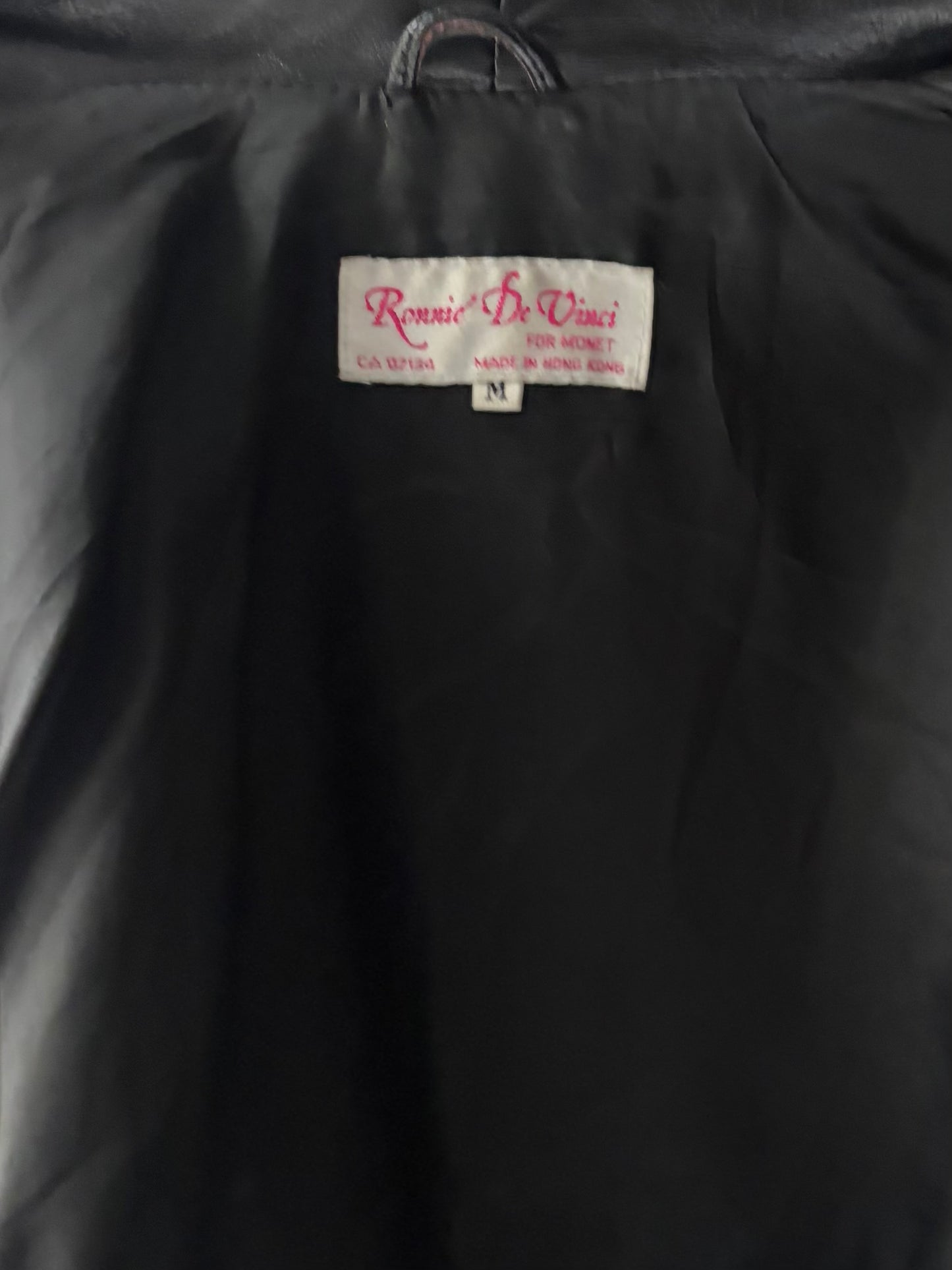 80s' Ronnie De Vinci' Black Minimalist Leather Jacket / Medium